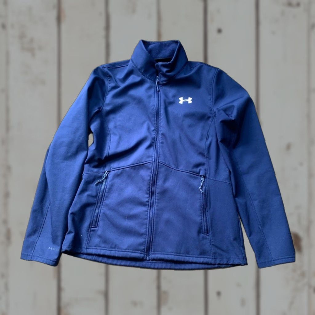 Under Armour Under Armour Jacket Navy Blue Zip Up Fitted Medium Womens M Size Nylon Basic Jacket Size M / US 6-8 / IT 42-44 - 1 Thumbnail