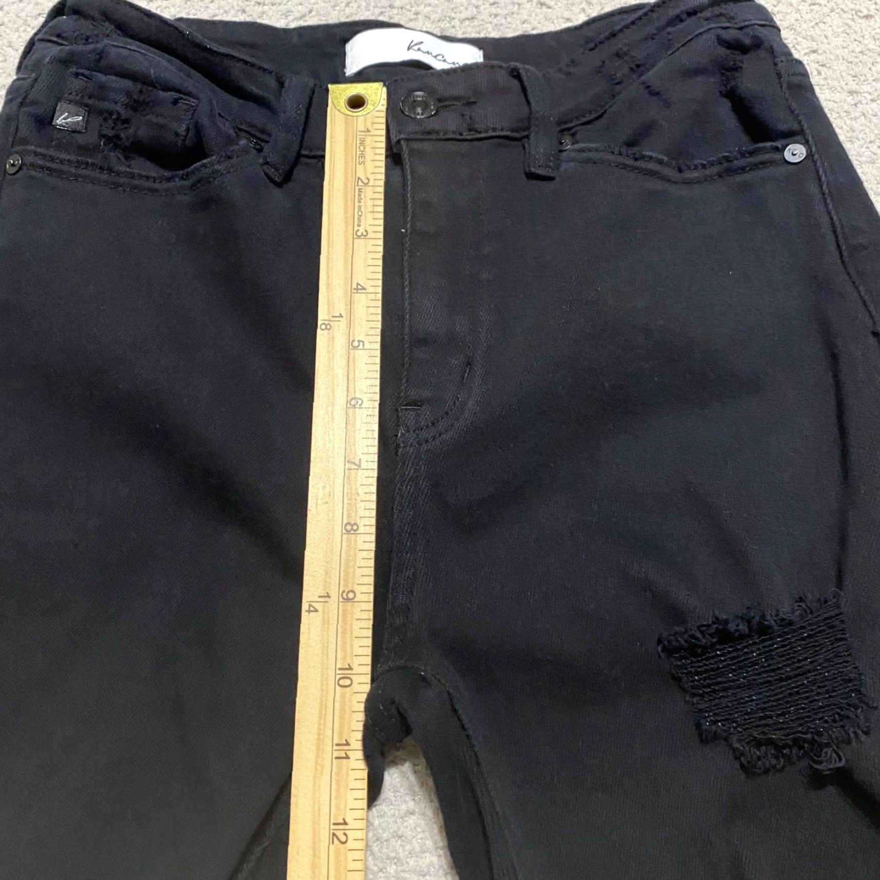 Vintage KanCan Jeans Black Denim Dark Wash Straight High Rise Distressed Womens Size 7 Size 28" / US 6 / IT 42 - 7 Thumbnail