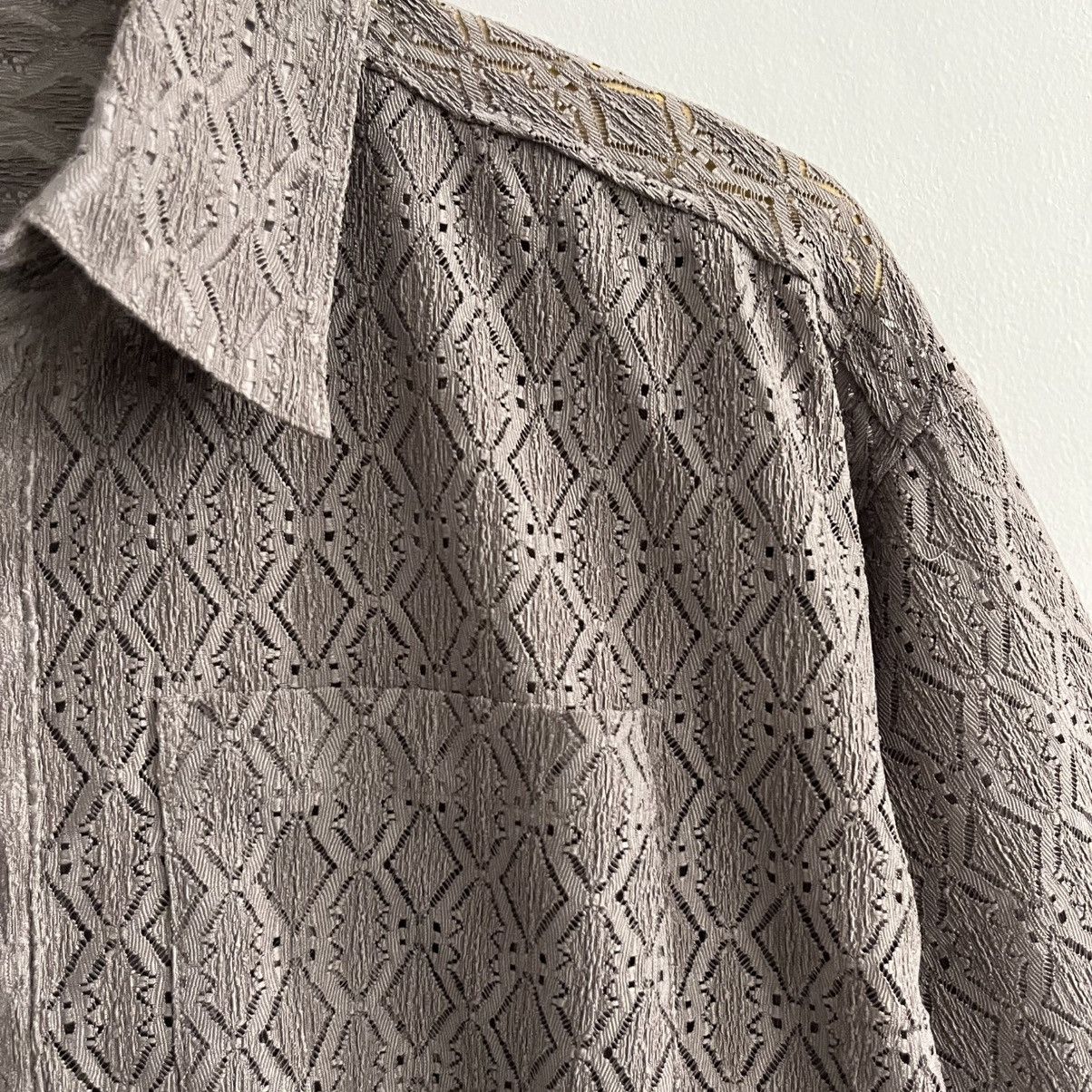 Issey Miyake Mono Mart - Corchet Oversized Button Up Shirt Size US M / EU 48-50 / 2 - 4 Thumbnail