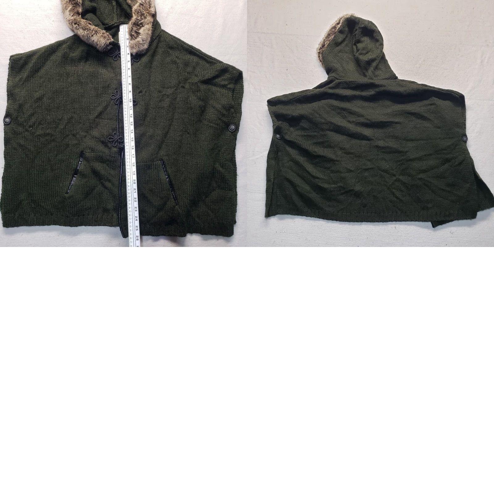 Hunter M Rena Cardigan Sweater Hooded Wool Blend Chunky-Knit Green One Size Women's Winter Sweater Size ONE SIZE - 8 Thumbnail