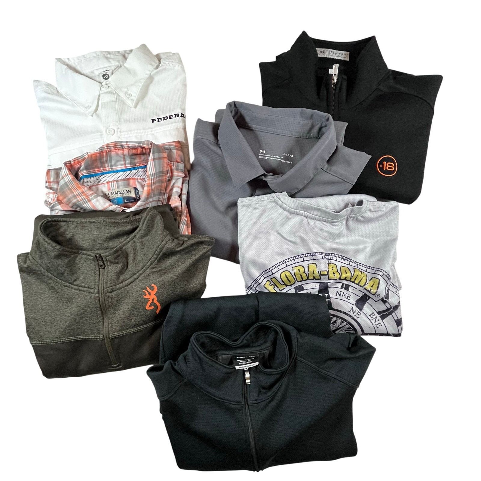 Under Armour Bundle of 7 Men’s Shirts Sz Lg 1/4 Zips Button Ups Fishing Size US L / EU 52-54 / 3 - 1 Thumbnail
