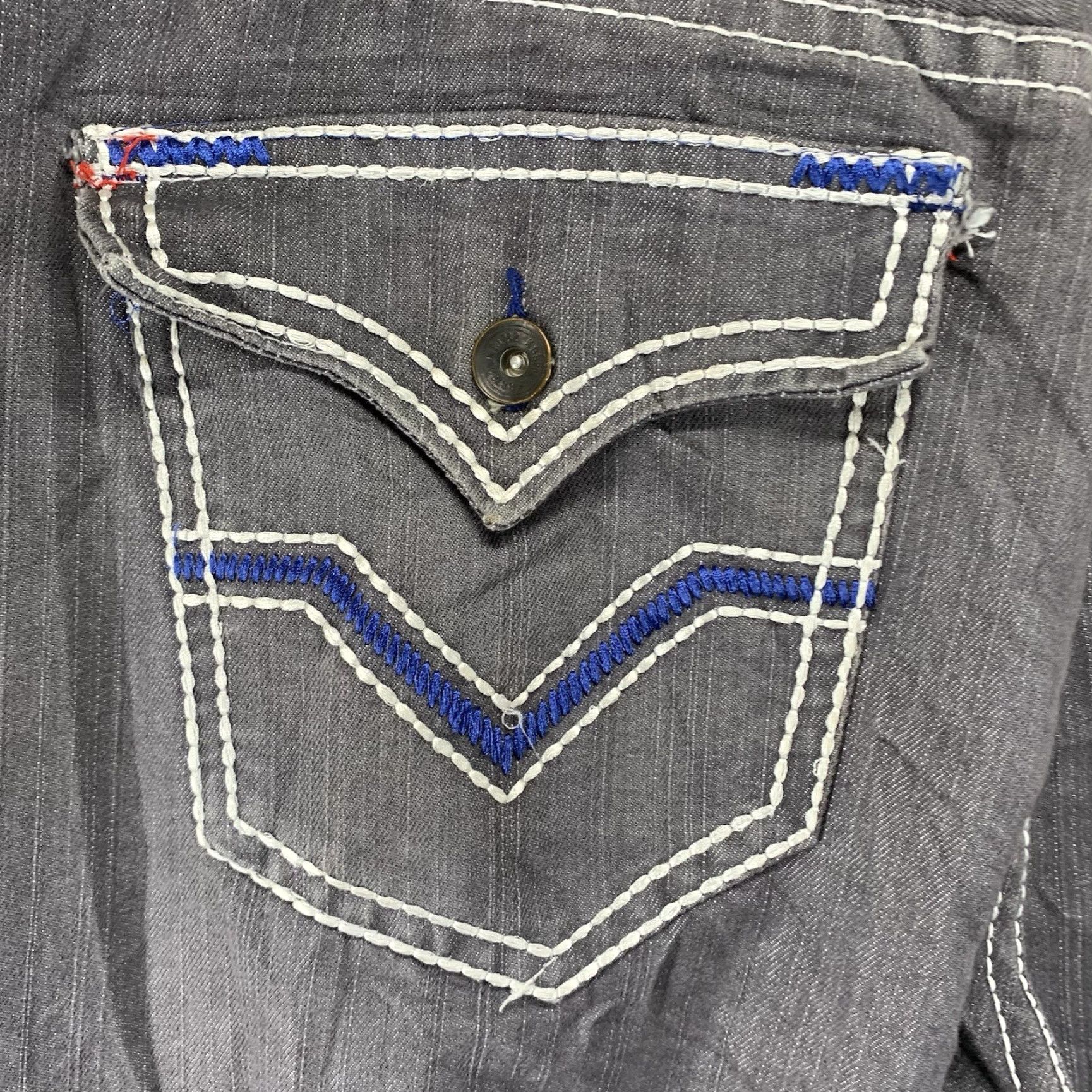 Vintage VINTAGE KB8782 Baggy Jeans Mens 40x29 Gray Y2K Embroidered Wide-Leg Grunge 90s Size US 42 / EU 58 - 2 Thumbnail