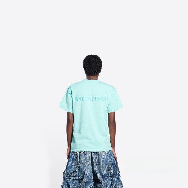 Balenciaga o1s1wg111124 Logo T-Shirt Medium Fit in Mint Green Size XXS / US 00 / IT 34 - 5 Thumbnail