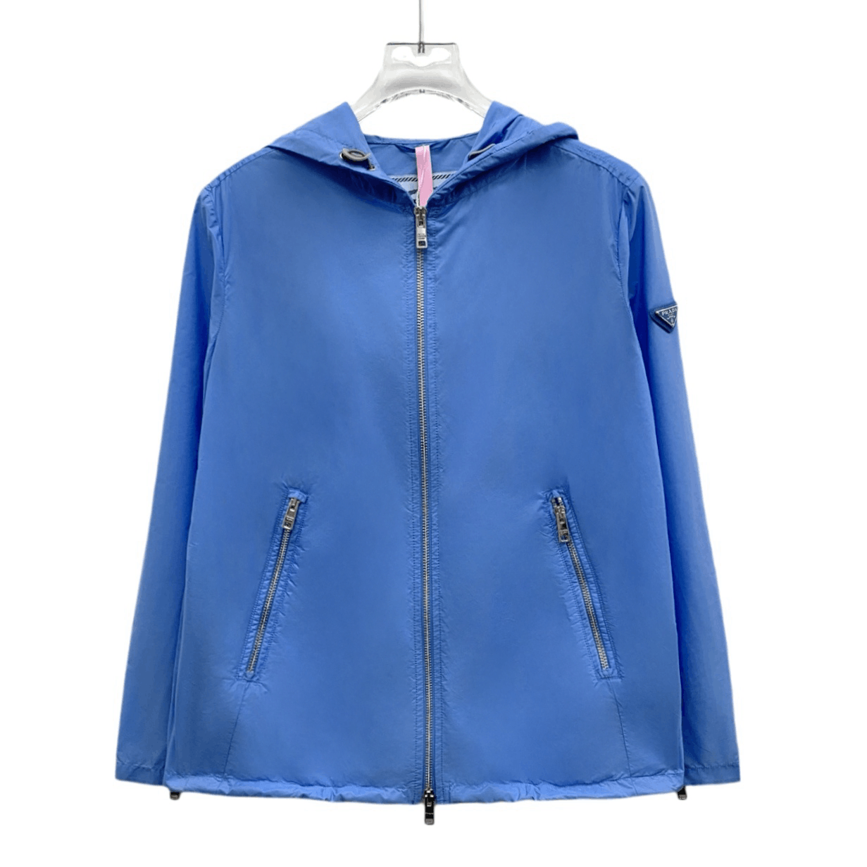 Prada Prada Blue Triangle Logo Hooded Zip-Up Jacket (Size M) Size M / US 6-8 / IT 42-44 - 1 Thumbnail
