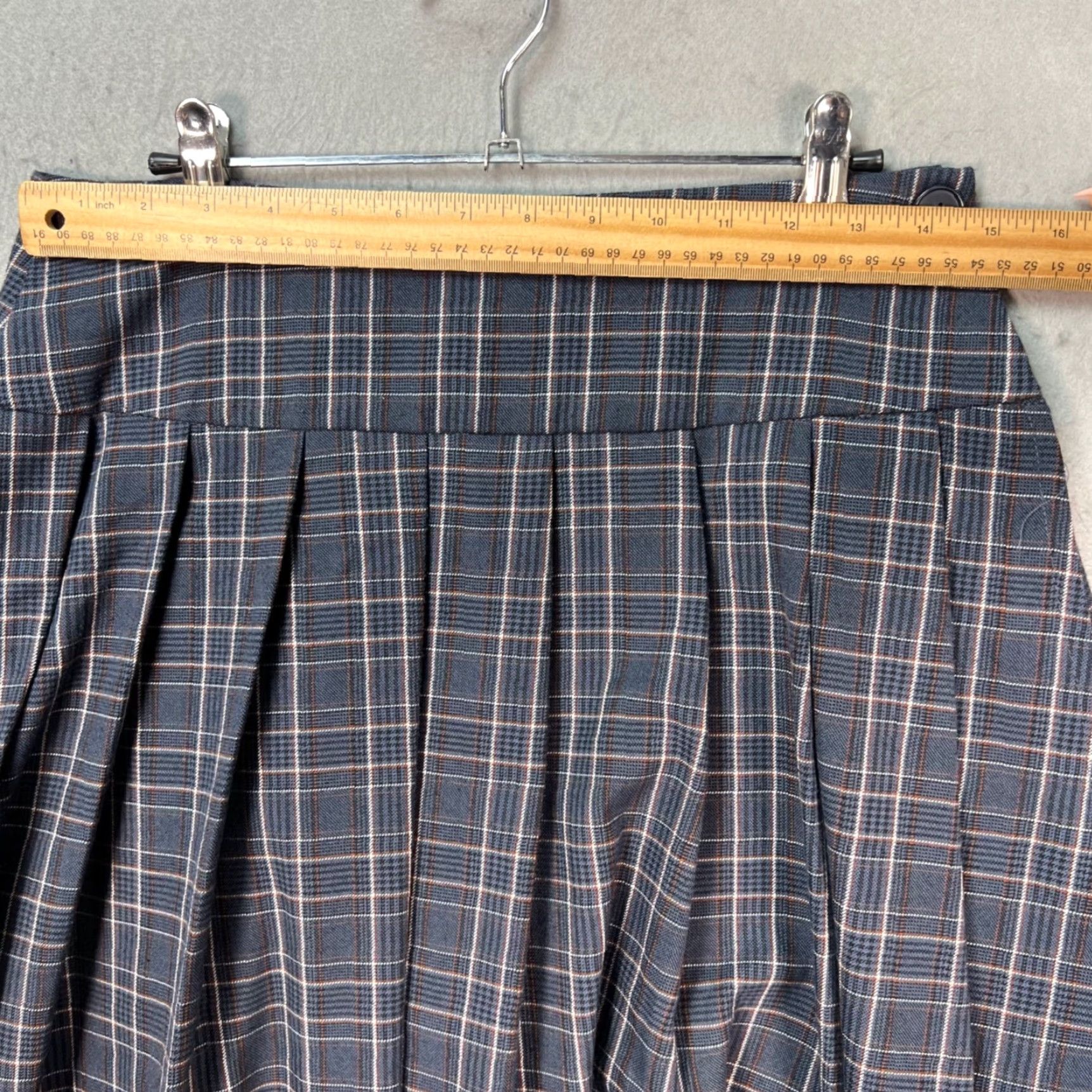Vintage Motel Womens XS Blue Plaid Pleated A-Line Skirt Size 26" / US 2 / IT 38 - 5 Thumbnail