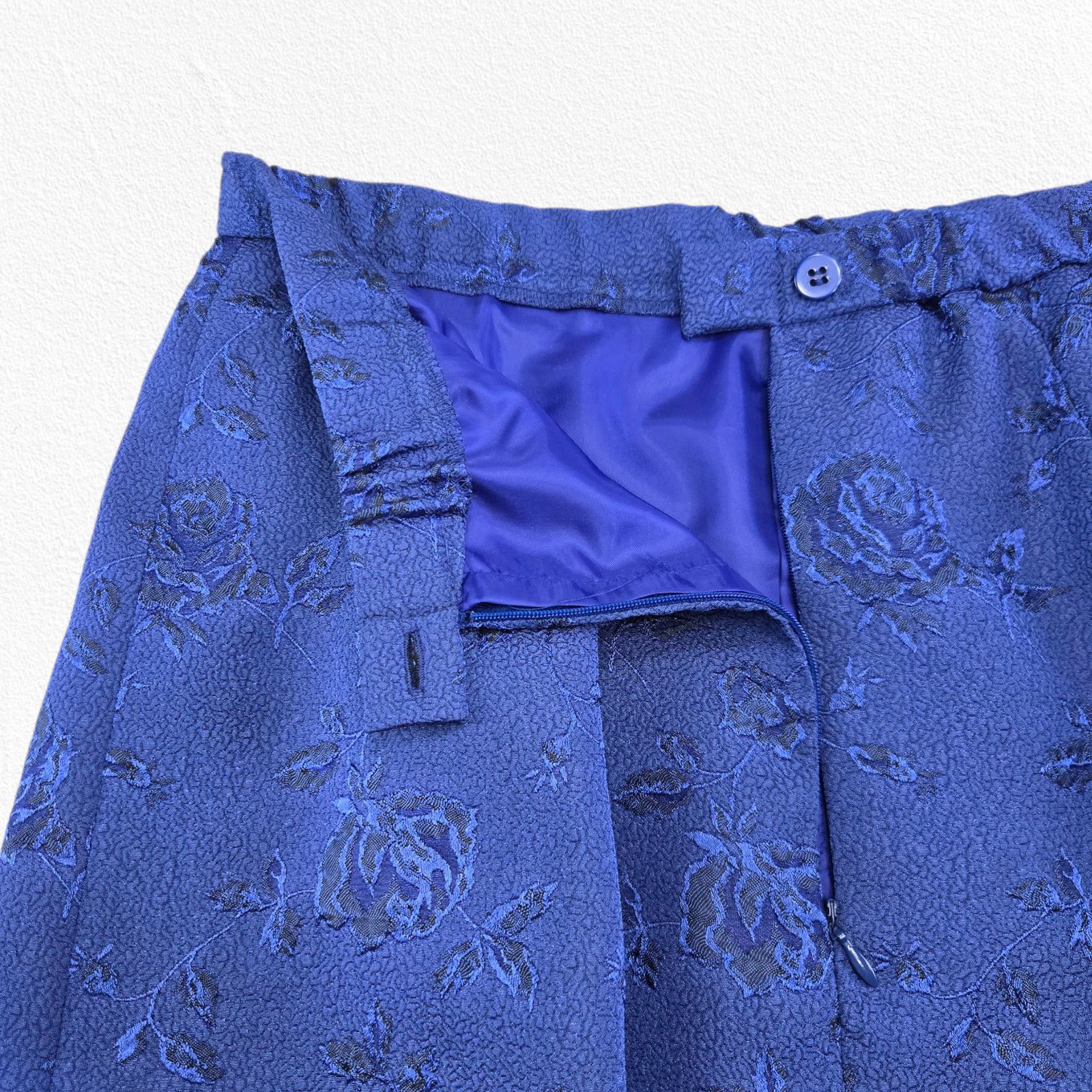 Vintage 80s Royal Blue Jacquard Skirt Suit 12P Size 34" / US 12 / IT 48 - 15 Thumbnail