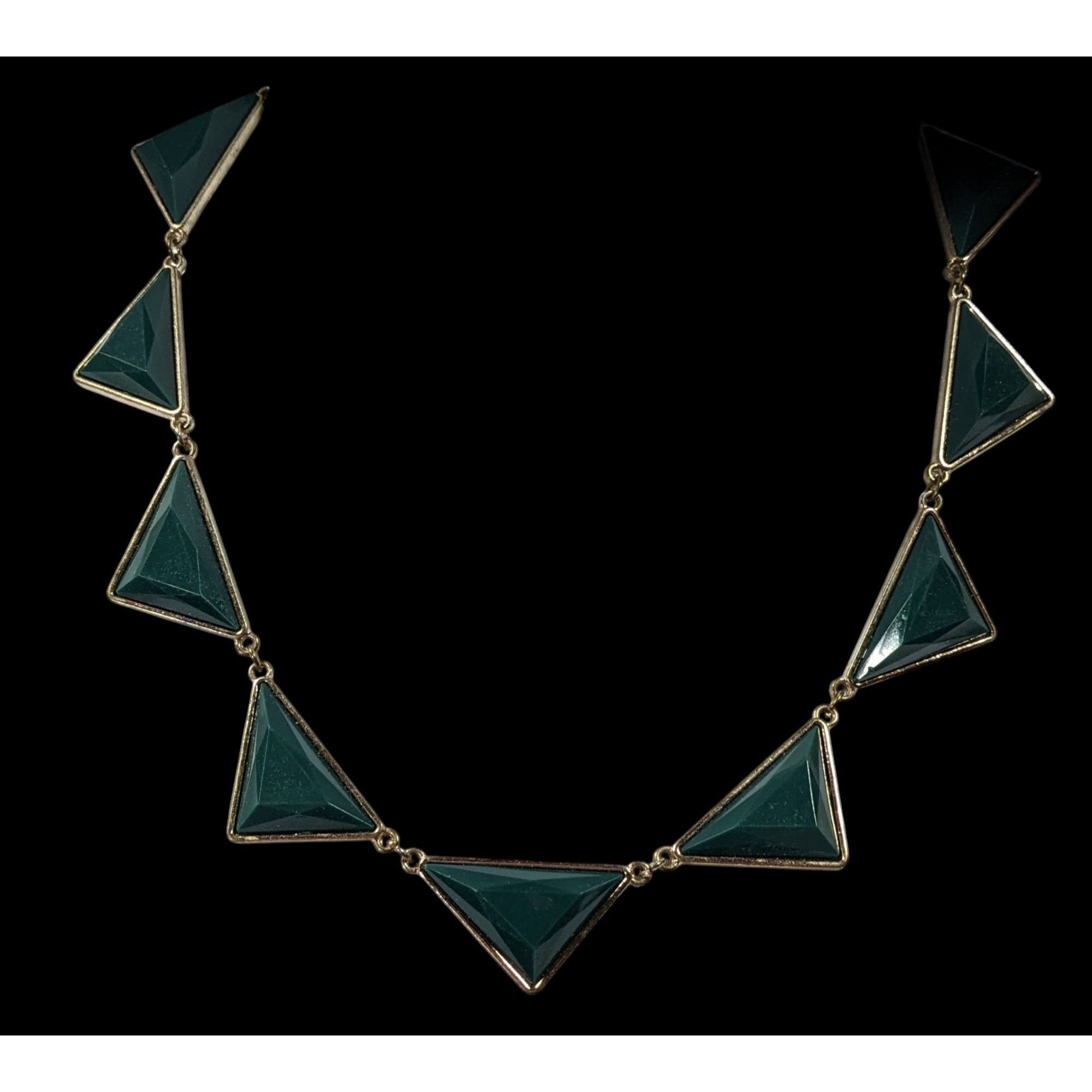Other Geometric Dark Green And Gold Statement Necklace Size ONE SIZE - 3 Thumbnail