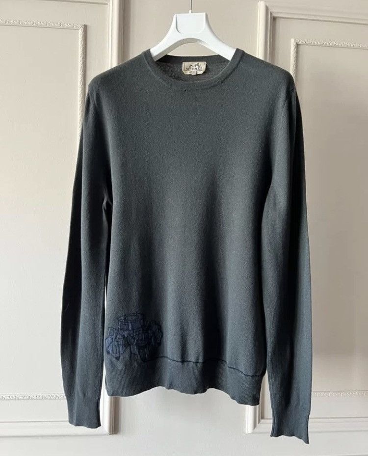 image of Hermes Cashmere And Wool Cozy Print Detail Sweater Jumper, Men's (Size XL)