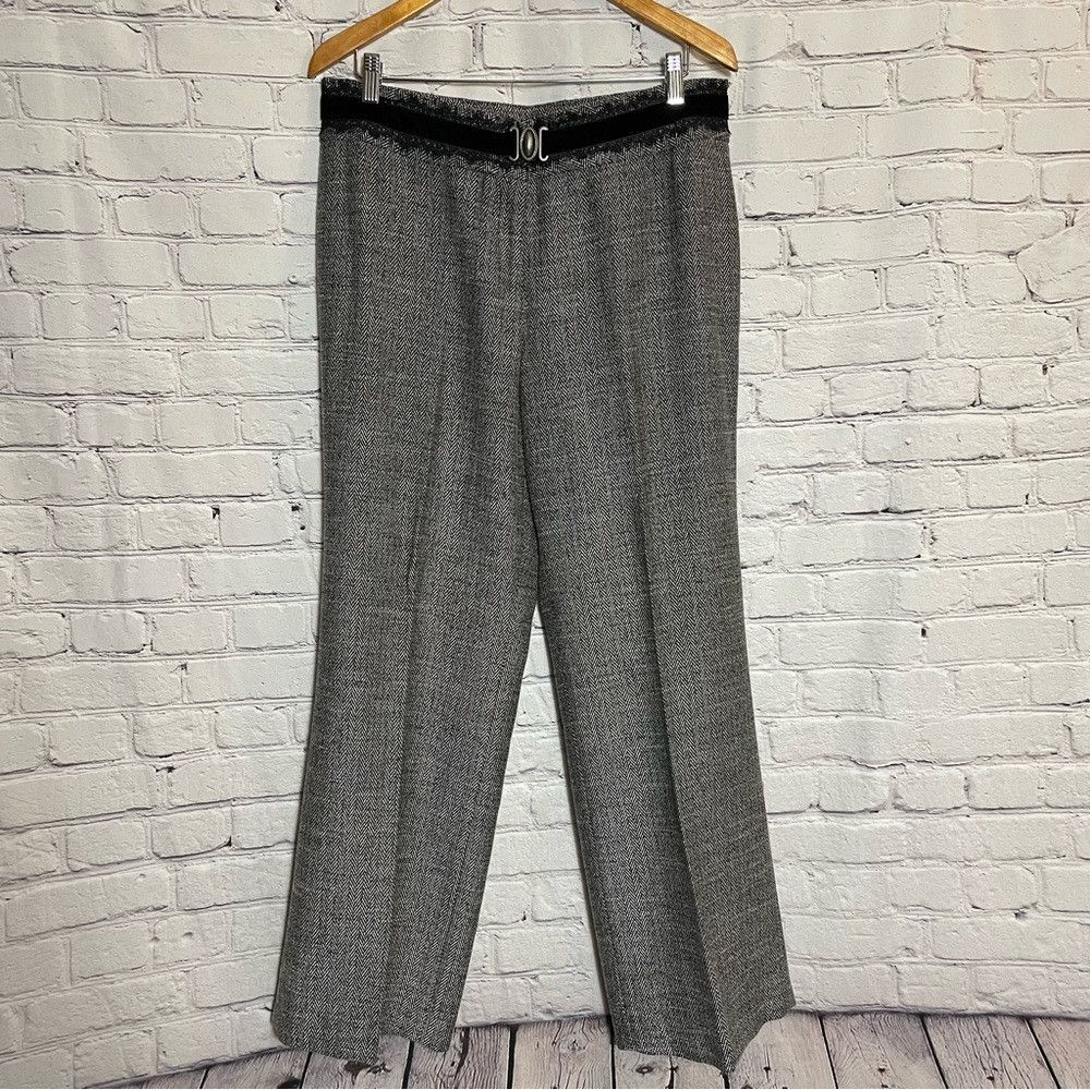 Other Penta Herringbone Grey Velvet Lace Waist Detail Pants Size Size 36" / US 14 / IT 50 - 2 Thumbnail