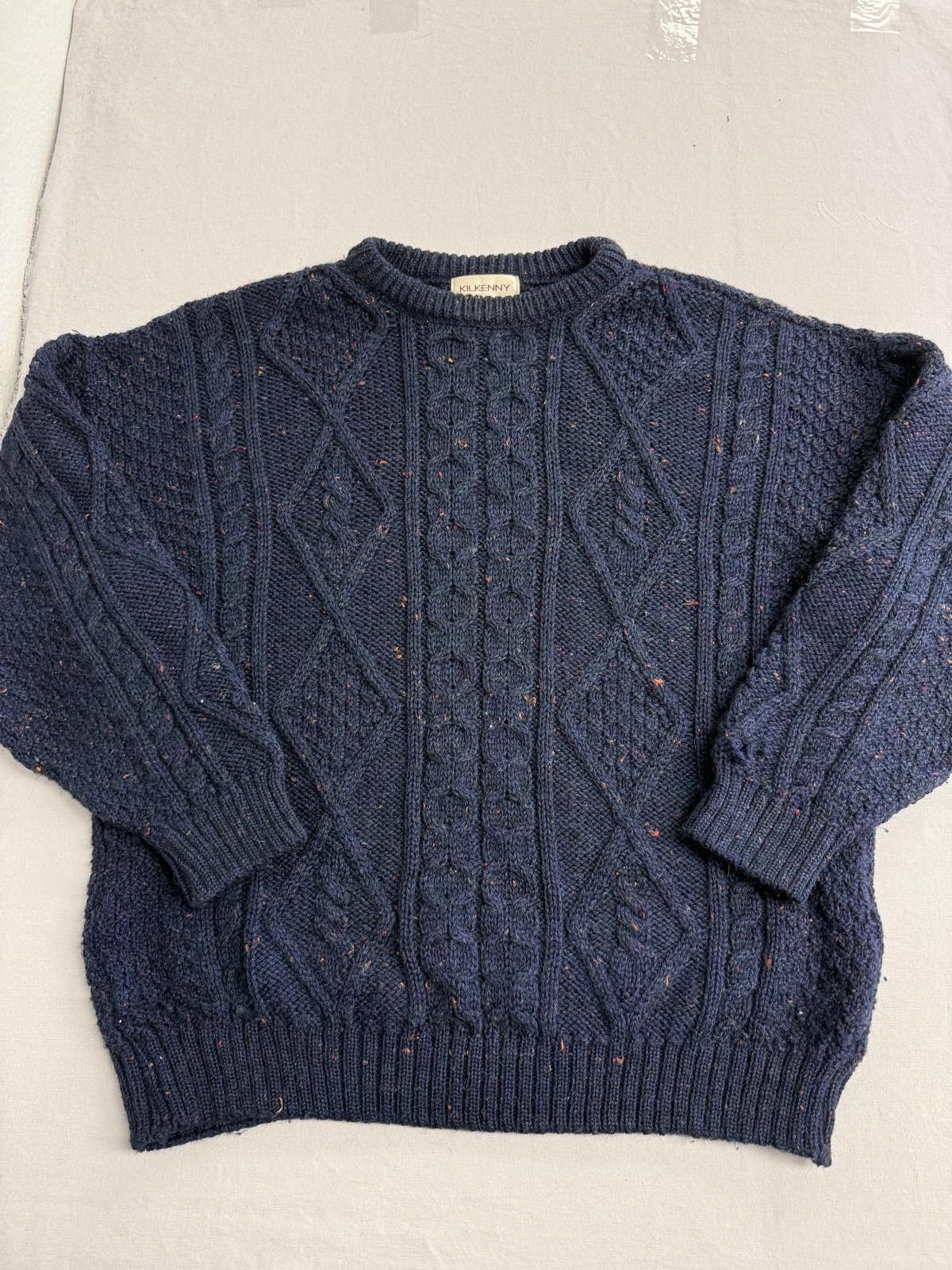 Other Mens Kilkenny Irish Wool Sweater - Navy Chunky Red Blend XL Size US XL / EU 56 / 4 - 1 Thumbnail