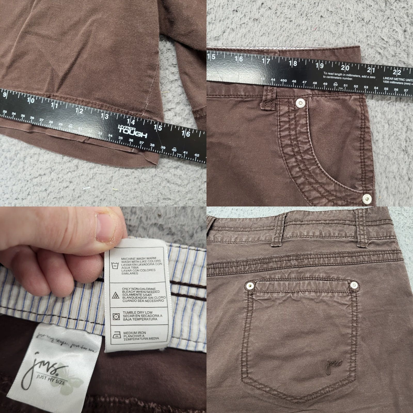 Vintage JMS Just My Size Shorts Women's Plus Size 22W Bermuda Denim 5-Pocket See Pic's Brown Blue College Boho Beach Travel Casual Womens Size 40" / US 18 - 8 Thumbnail
