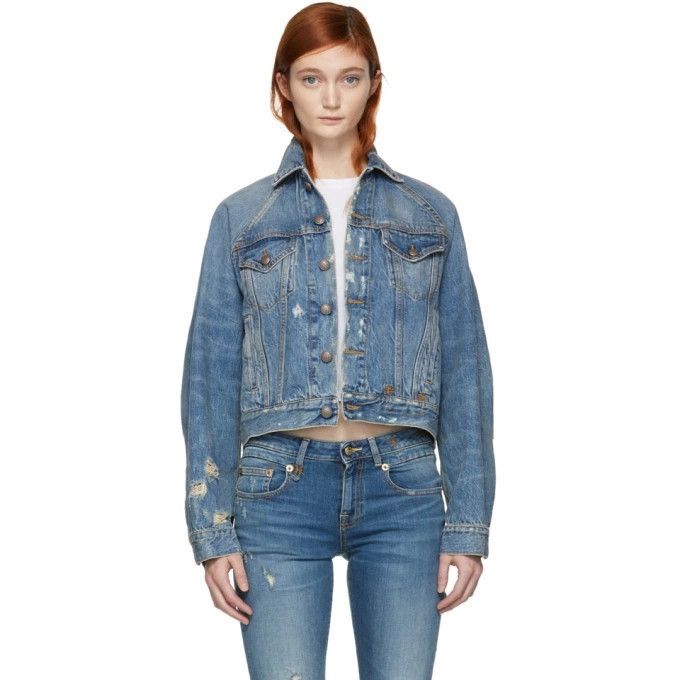 R13 R13 Raglan Denim Jacket Unisex Oversized Trucker Distressed Size US L / EU 52-54 / 3 - 6 Thumbnail