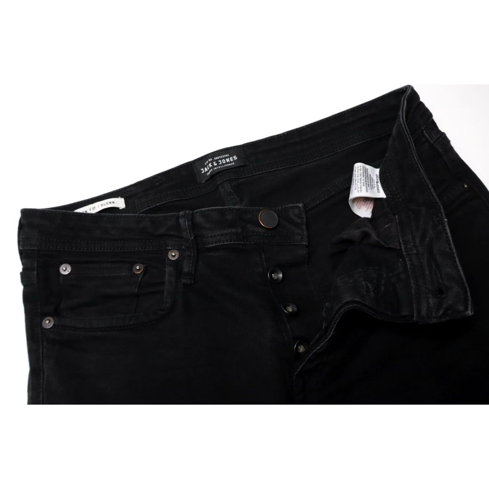 Jack & Jones JACK & JONES Glenn Slim Jeans Men's W31/L32 Black Denim Button Fly Stretchy Jeans Size US 31 - 4 Thumbnail