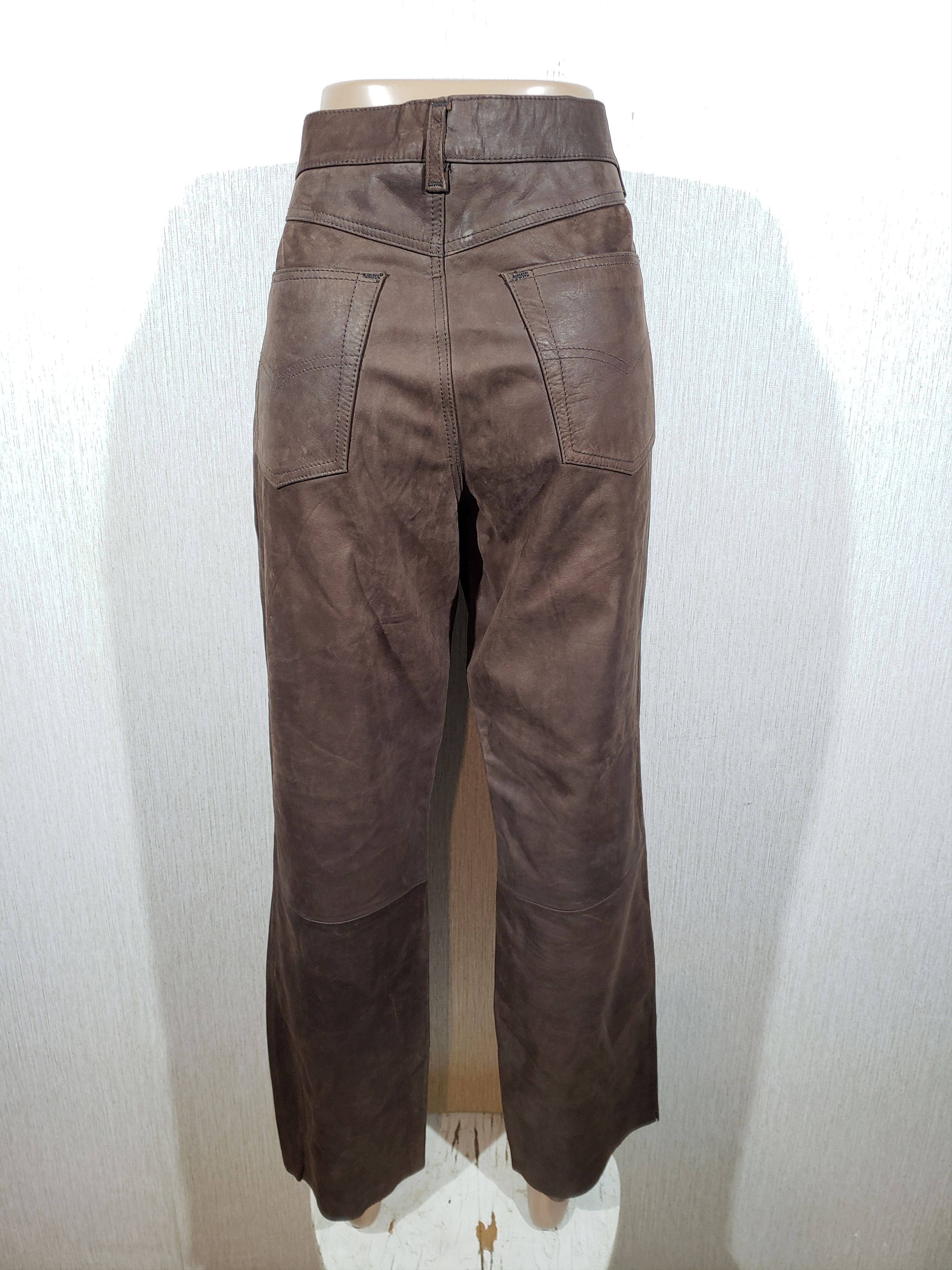 Genuine Leather Brown nubuck leather pants. Size US 33 - 4 Thumbnail