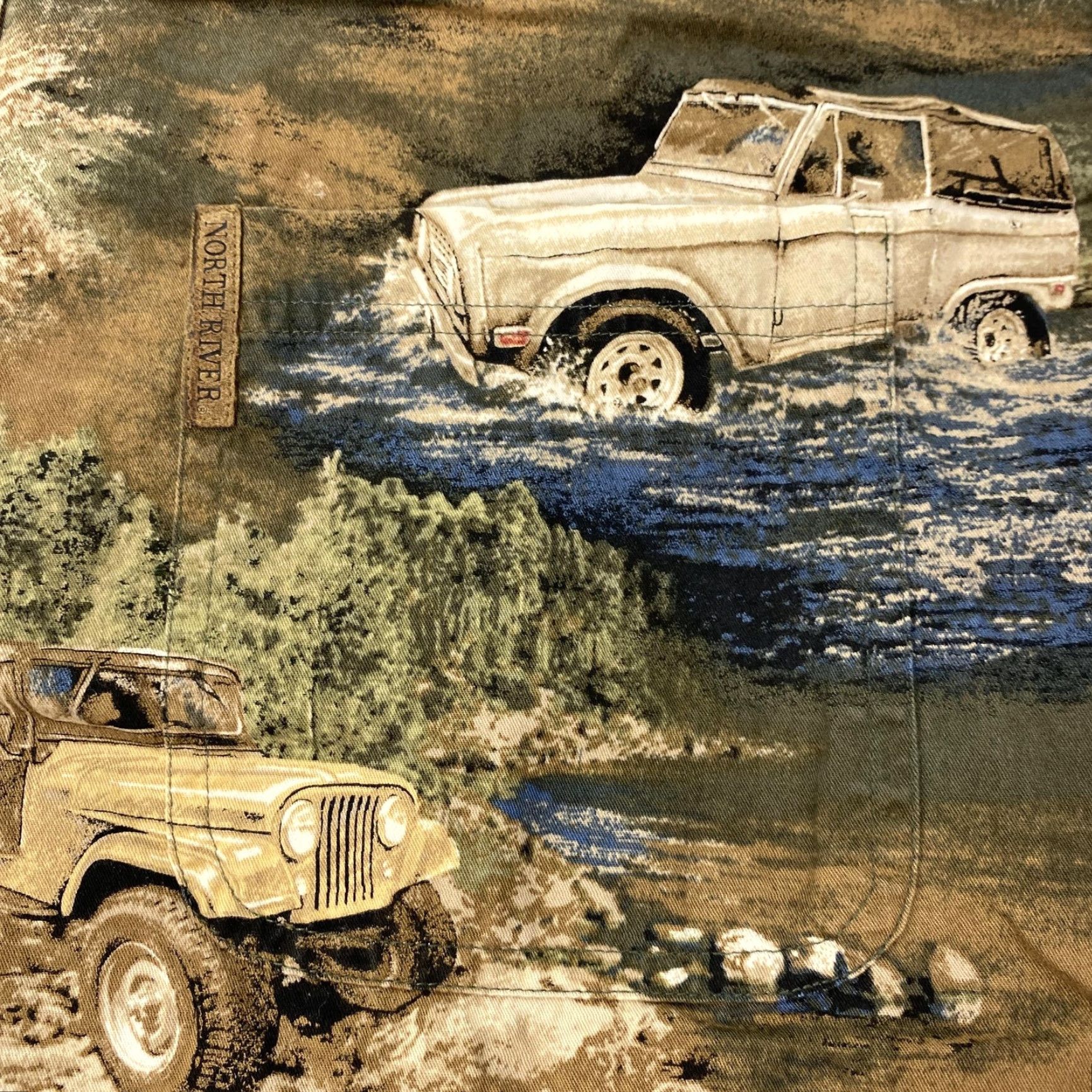 Jeep North River Shirt Mens Medium Brown Off Road Truck Print Cotton Jeep Button-Up Size US M / EU 48-50 / 2 - 2 Thumbnail