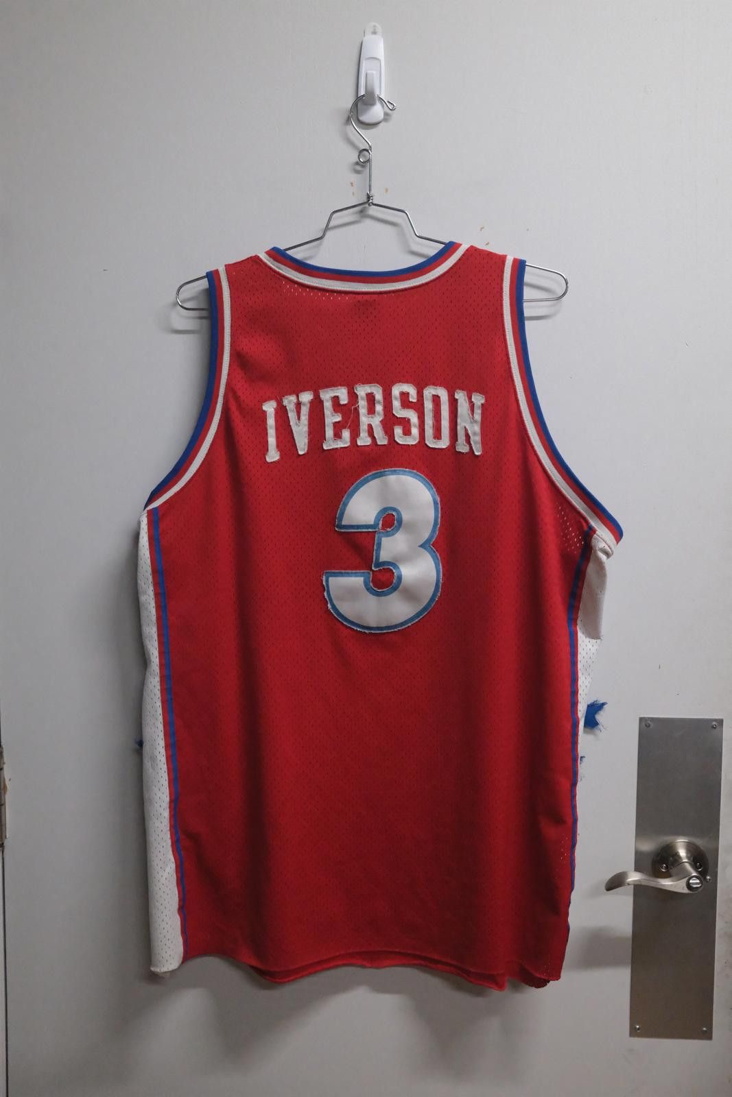 Nike 90s Nike Philadelphia 76ers Iverson #3 Red Basketball Jersey Size ONE SIZE - 2 Thumbnail