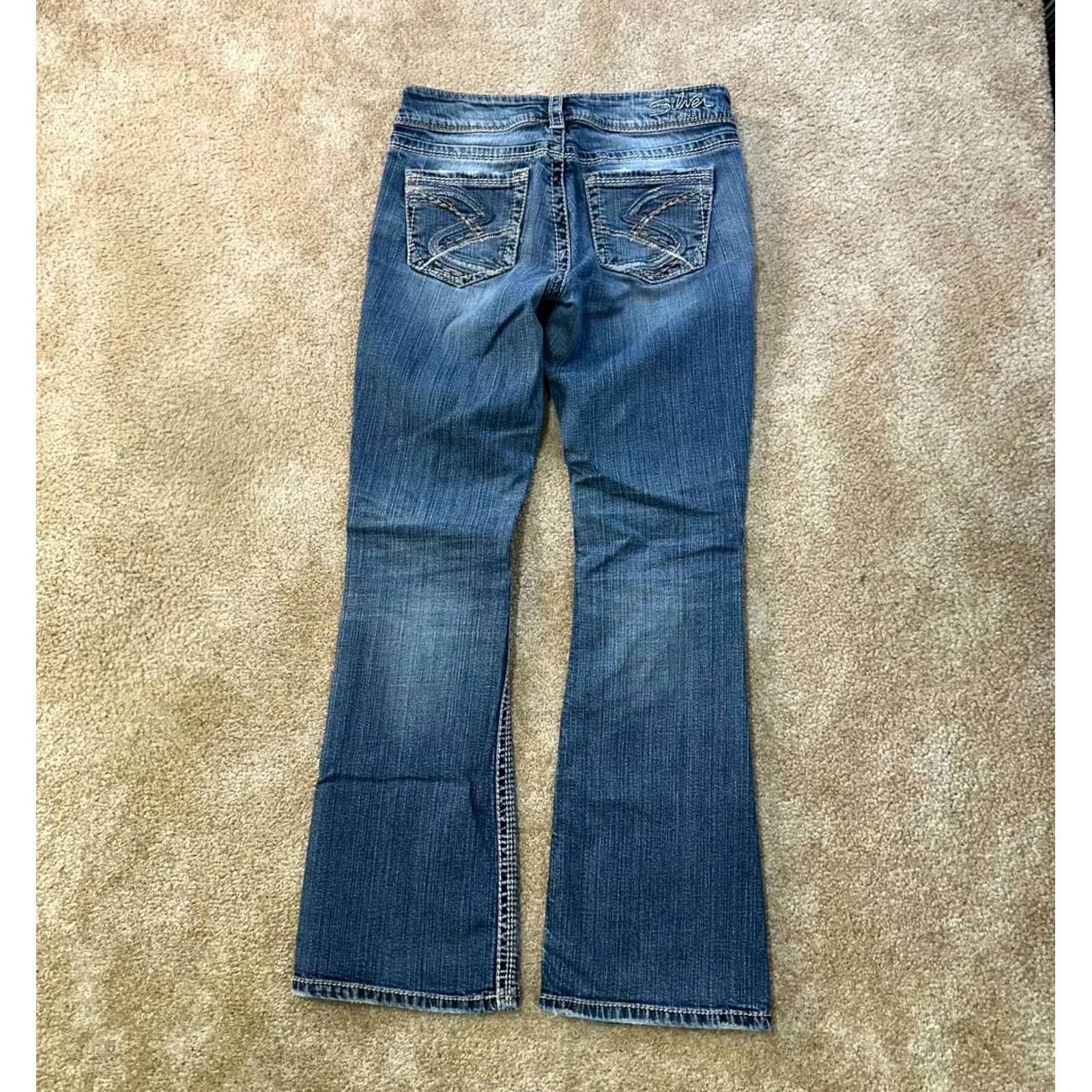 Silver Jeans Co. Silver Jeans Suki Bootcut Jeans Womens 29x32 Blue Denim Stretch Slim Mid Rise 5-Pocket Size 29" - 7 Thumbnail