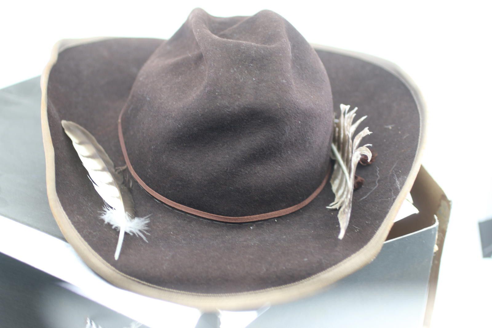 Other Vintage Smithbilt Brown Felt Cowboy Size6 3/4w/Sears Hat Box Size ONE SIZE - 5 Thumbnail