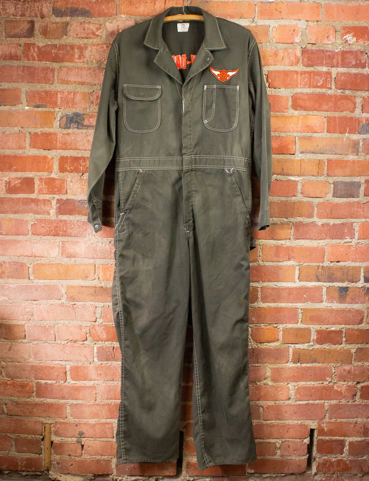 image of Vintage Harley Davidson Big Ben Coveralls 70's in Green, Men's (Size 38)