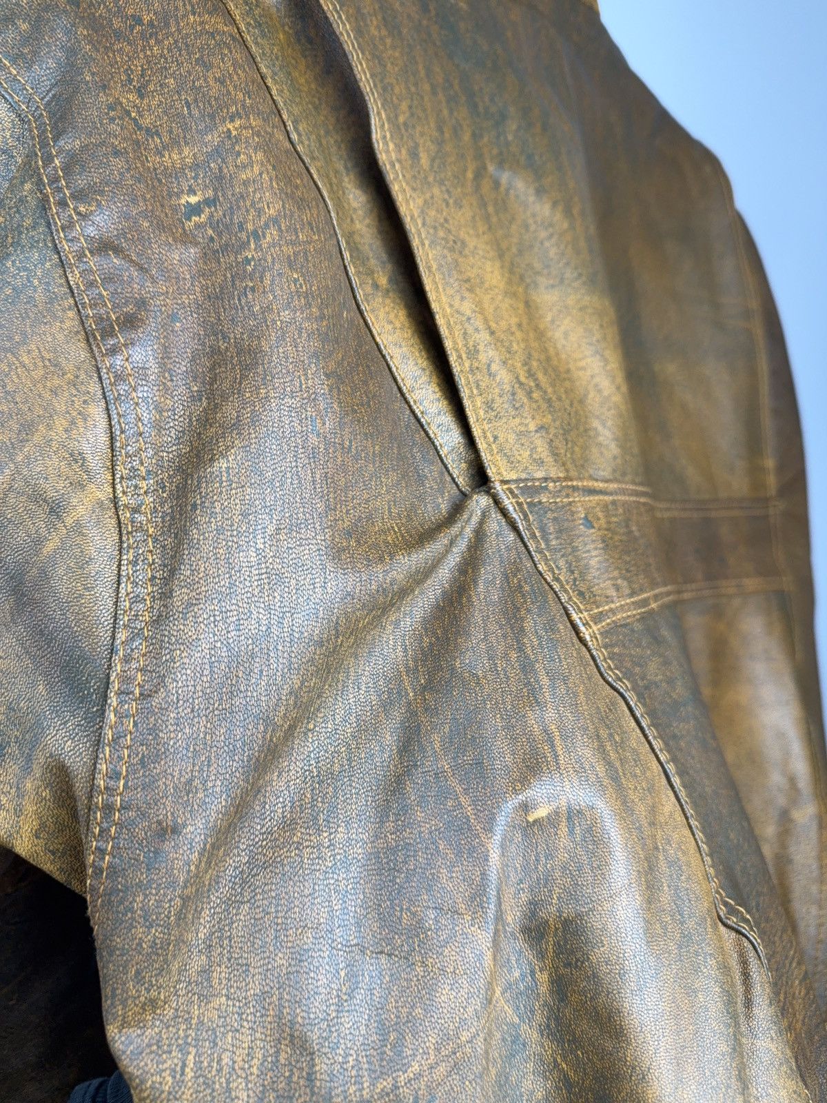 Genuine Leather Vintage Avant Garde 90s Grunge Leather Bomber Jacket Brown Size US S / EU 44-46 / 1 - 16 Thumbnail