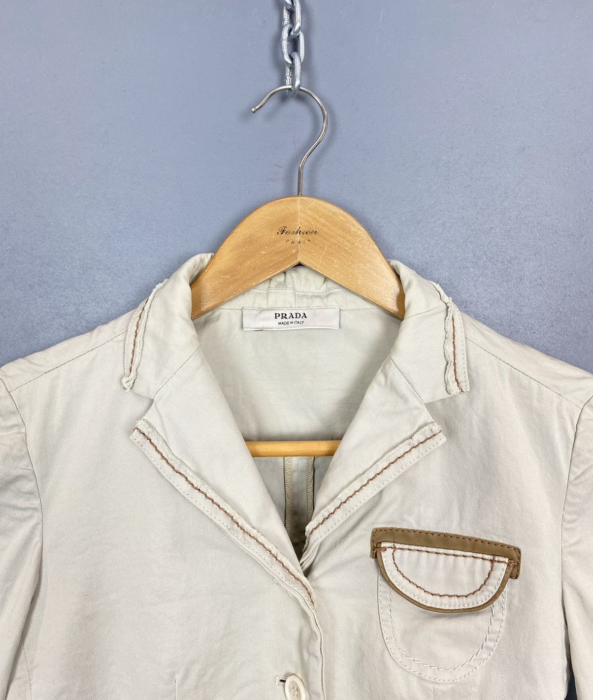 Prada Prada Long Sleeve Cotton Blazer Jacket Women’s Size 38 Biege Size XS / US 0-2 / IT 36-38 - 2 Thumbnail
