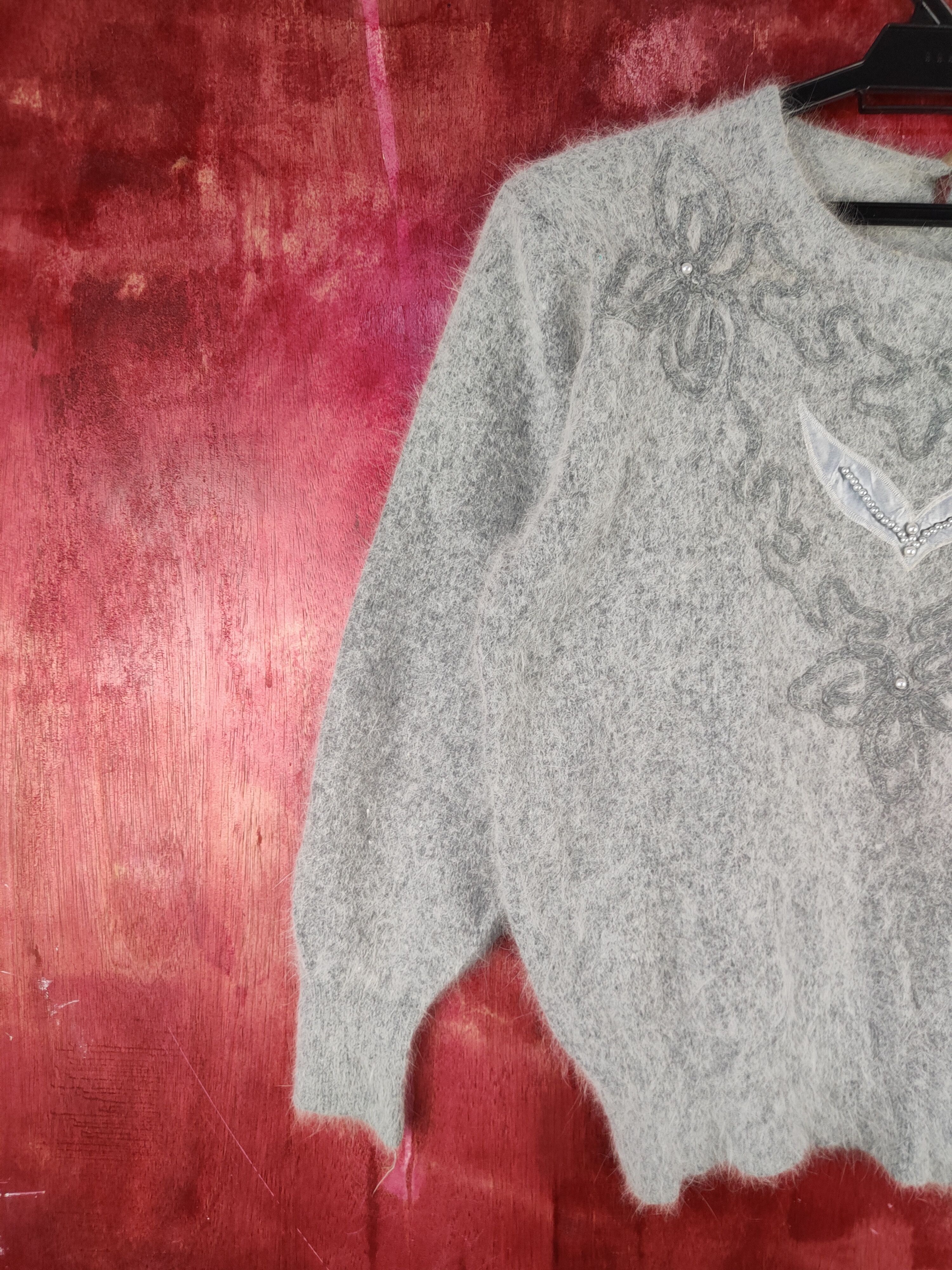 Homespun Knitwear × Japanese Brand × Vintage Sado Im Gray Shag Shaggy Fur Mohair Knitwear #S2104 Size S / US 4 / IT 40 - 3 Thumbnail