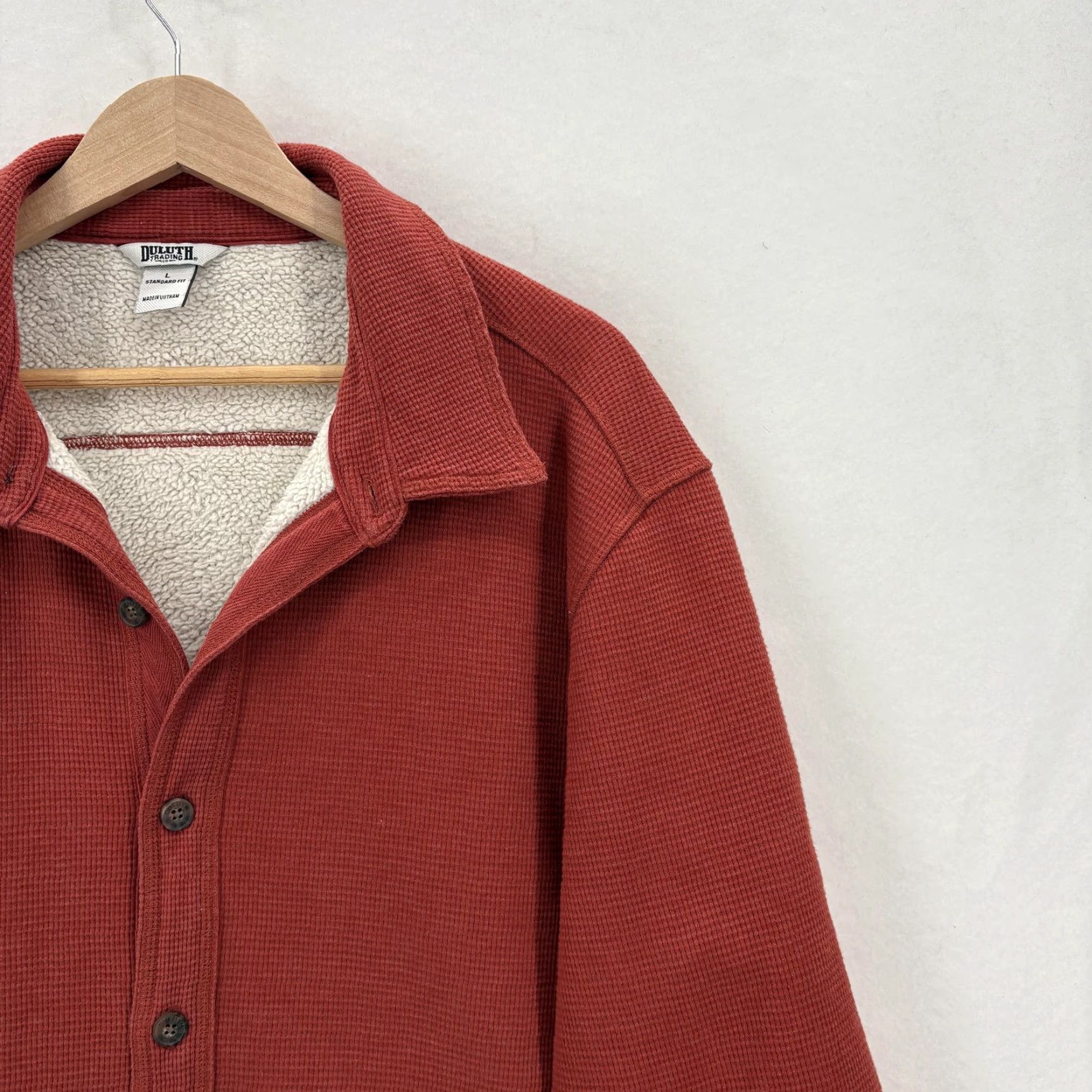 Duluth Trading Company Duluth Burly Thermal Sherpa-Lined Standard Fit Shirt Jac Mens Large Red Workwear Size US L / EU 52-54 / 3 - 2 Thumbnail