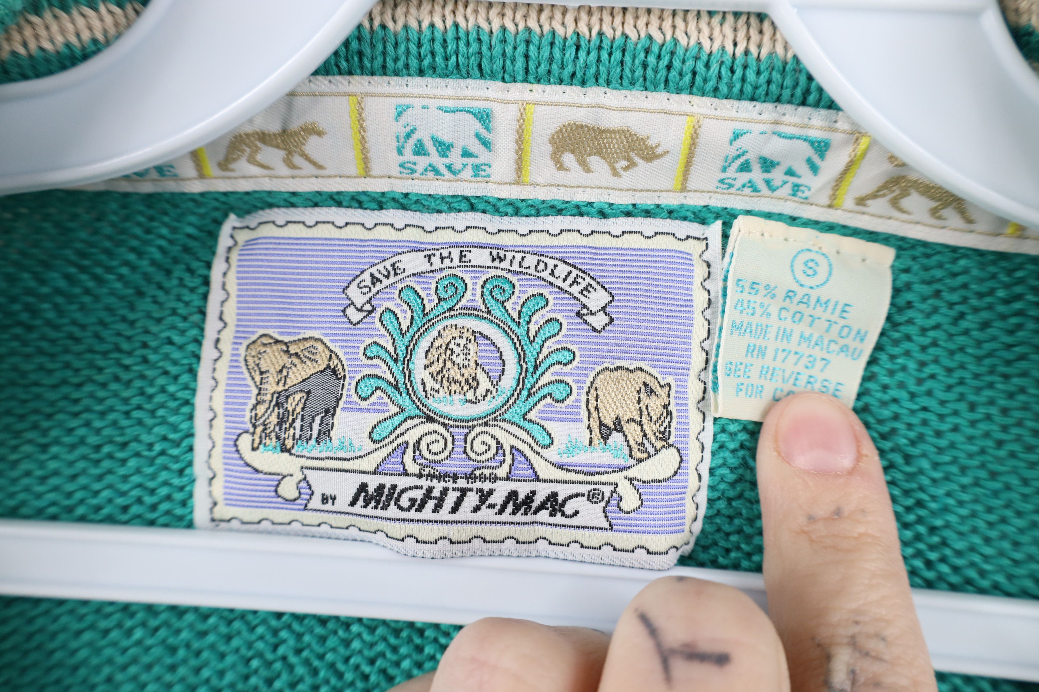 Vintage Vintage 90s Streetwear the Wildlife Safari Knit Sweater Teal Size S / US 4 / IT 40 - 9 Thumbnail