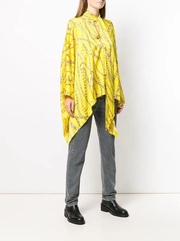 Balenciaga 🇮🇹 SS19 Balenciaga Chain Print Silk Blouse Baroque Style Size ONE SIZE - 5 Thumbnail