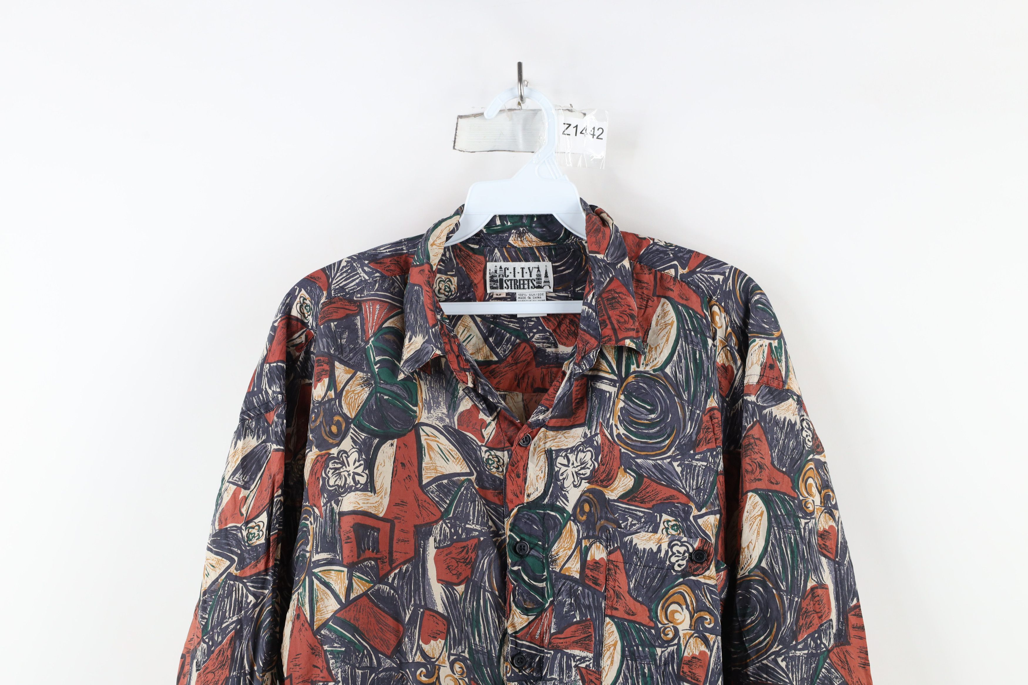 Vintage Vintage 90s Streetwear Silk Rainbow Abstract Button Shirt Size US M / EU 48-50 / 2 - 2 Thumbnail