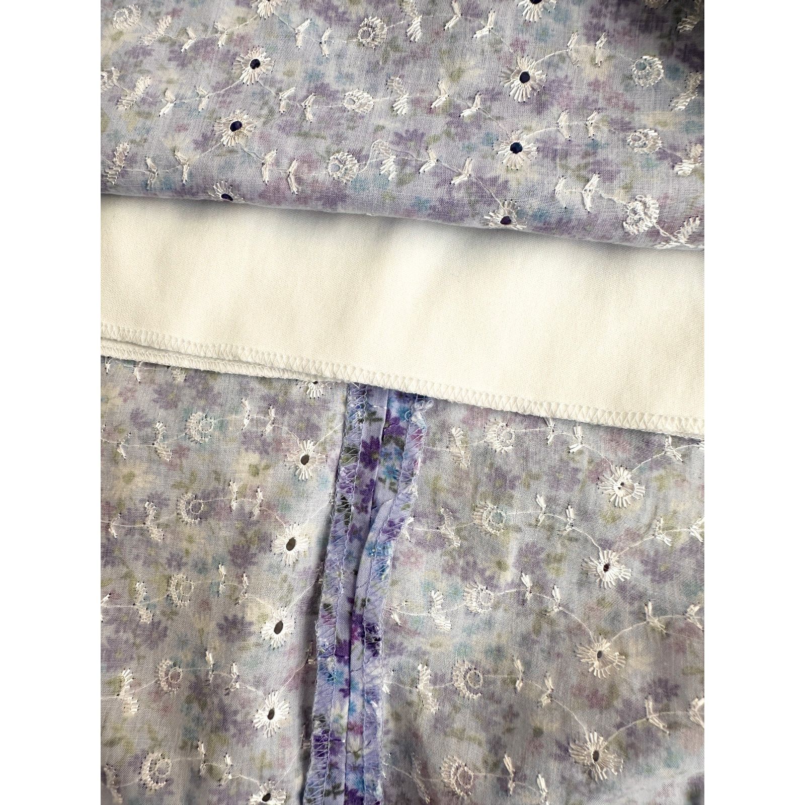 Other Y2K Ditsy Periwinkle Embroidered Eyelet Skirt S/M Size 29" - 6 Thumbnail