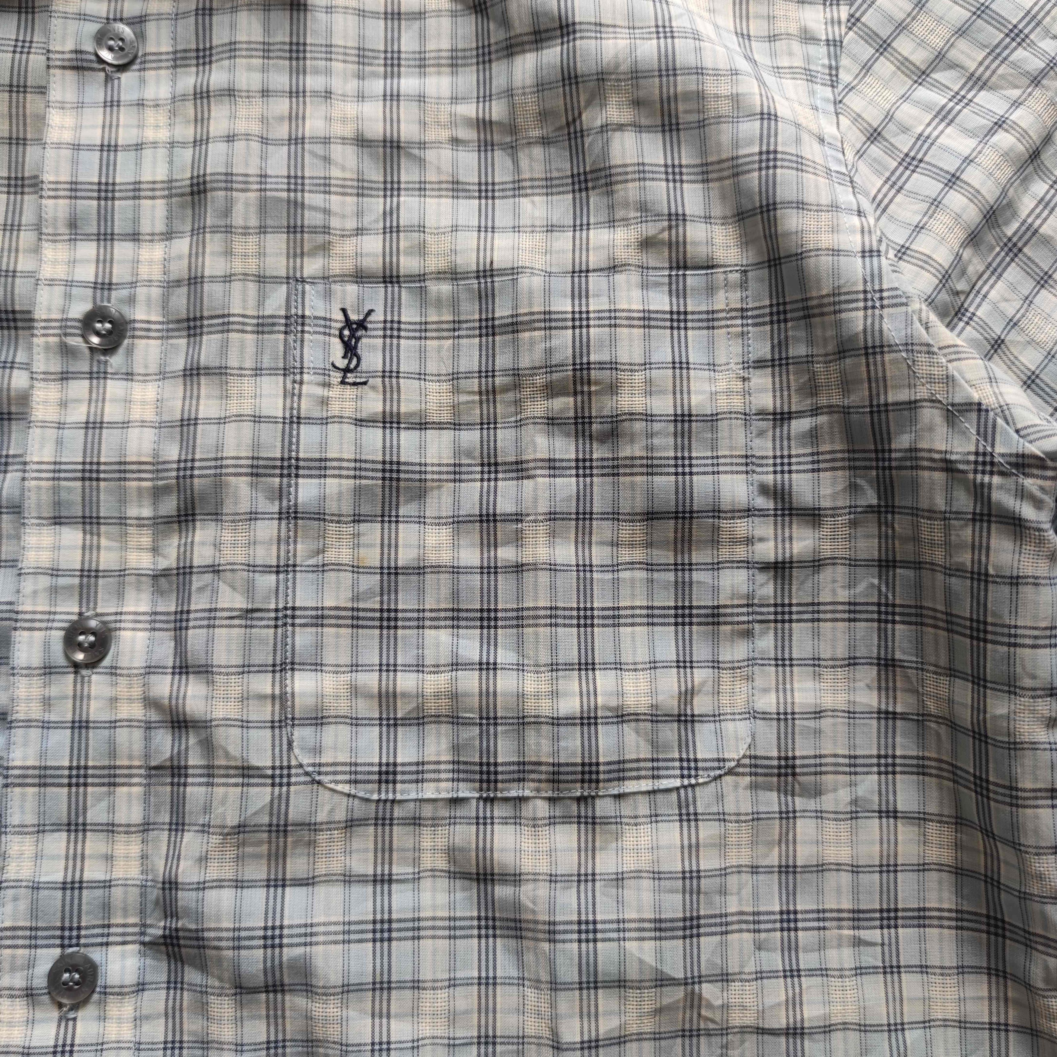 Yves Saint Laurent Vintage YSL Checkered Polyester Shirts Size US L / EU 52-54 / 3 - 3 Thumbnail
