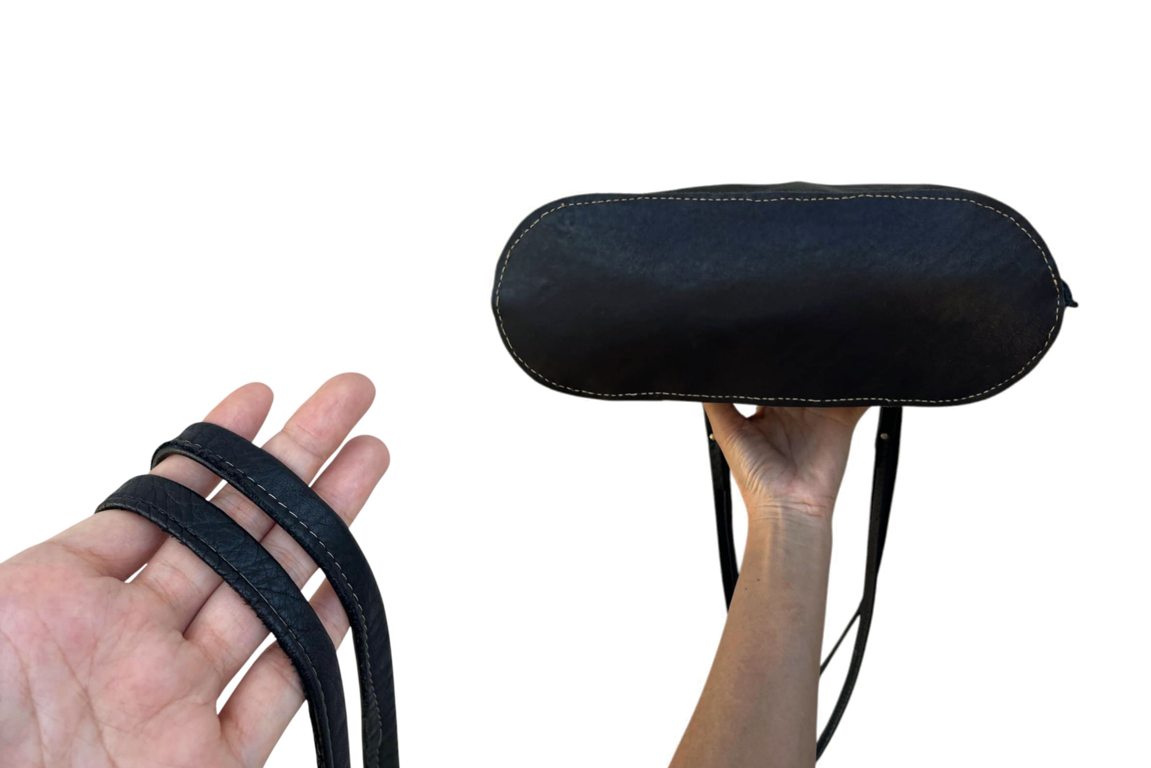 Vintage Light Weight handmade black genuine leather shoulder bag Size ONE SIZE - 4 Thumbnail