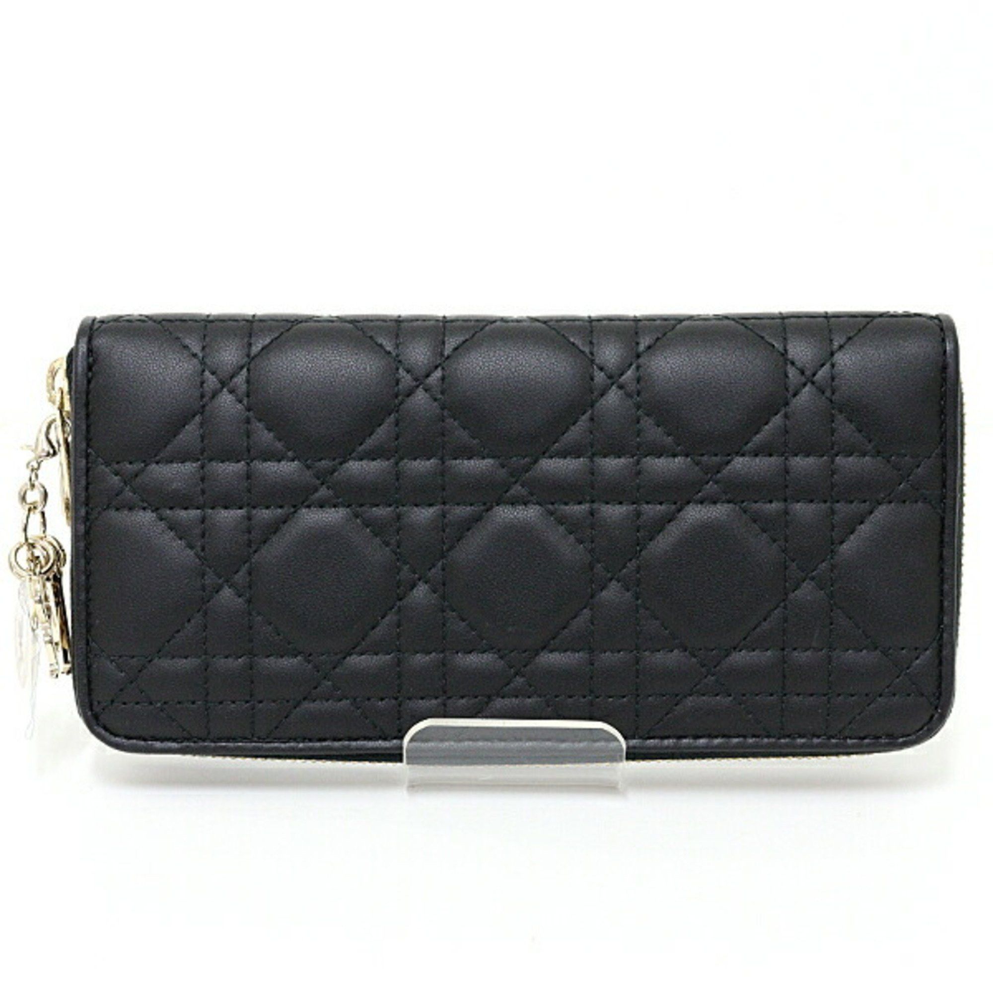 Dior Christian Dior Lady Voyageur Wallet Cannage Lambskin S0007ONMJ Black Size ONE SIZE - 1 Thumbnail