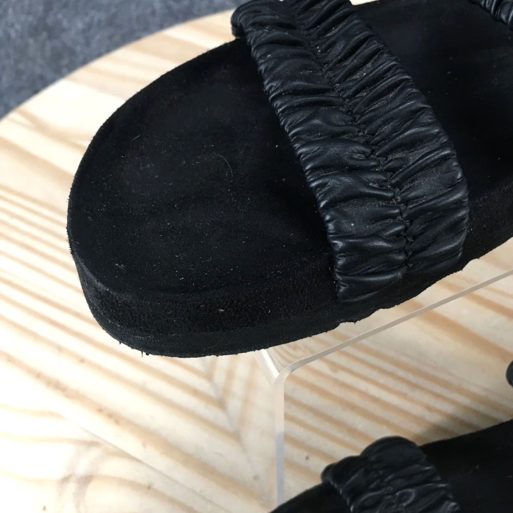 Vintage White Mountain Sandals Slide Womens 7 Black Footbed Double Strap Open Toe Casual Size US 5 / IT 35 - 4 Thumbnail