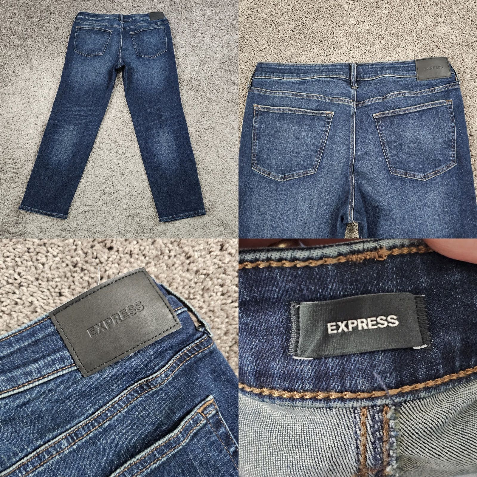 Express Express Jeans Mens 36 Slim Straight Leg Stretch Denim Mid Rise Dark Wash Jeans Size US 36 / EU 52 - 8 Thumbnail