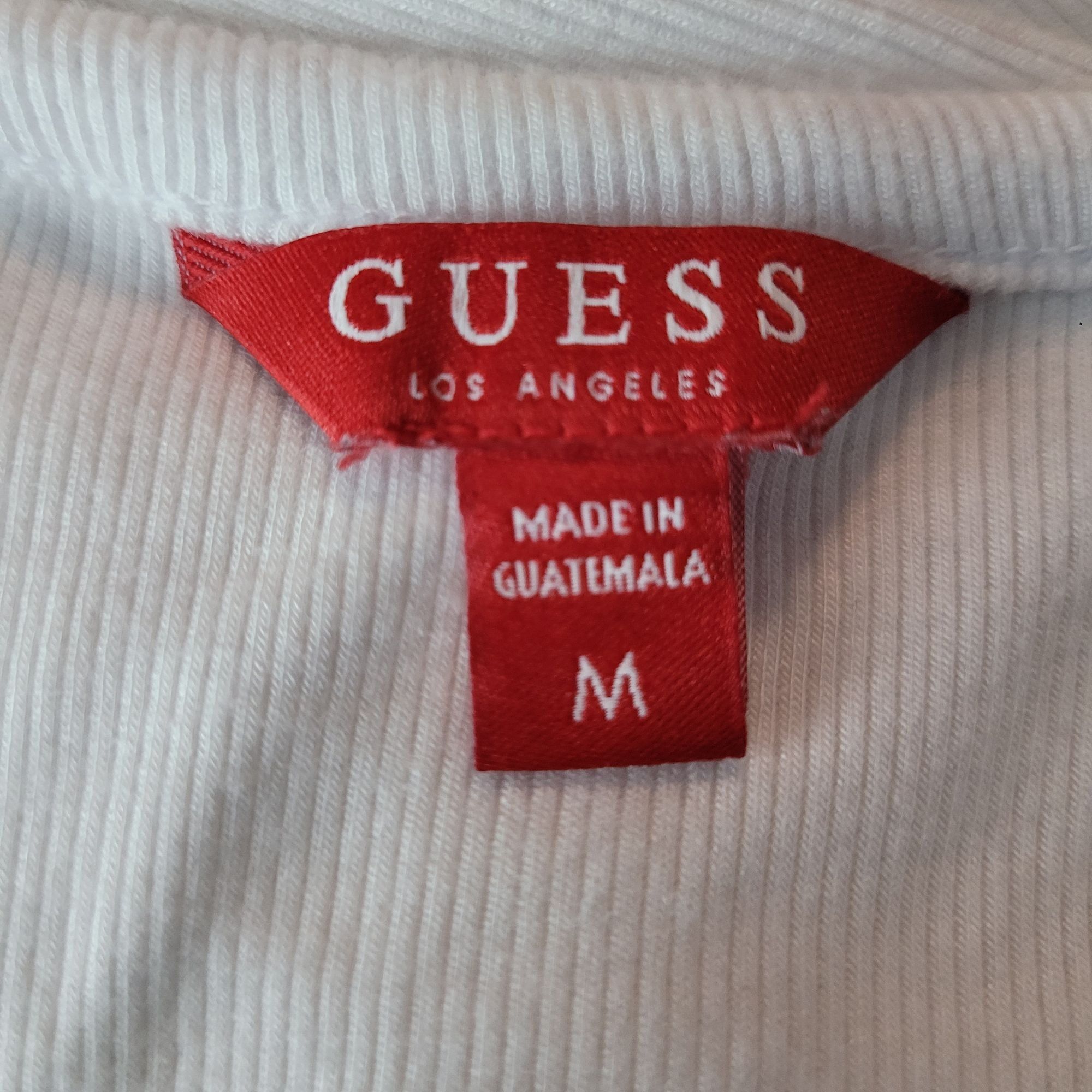 Guess Y2K Guess White Ribbed Womens Short Sleeve V-neck Top Sz M B Size M / US 6-8 / IT 42-44 - 3 Thumbnail
