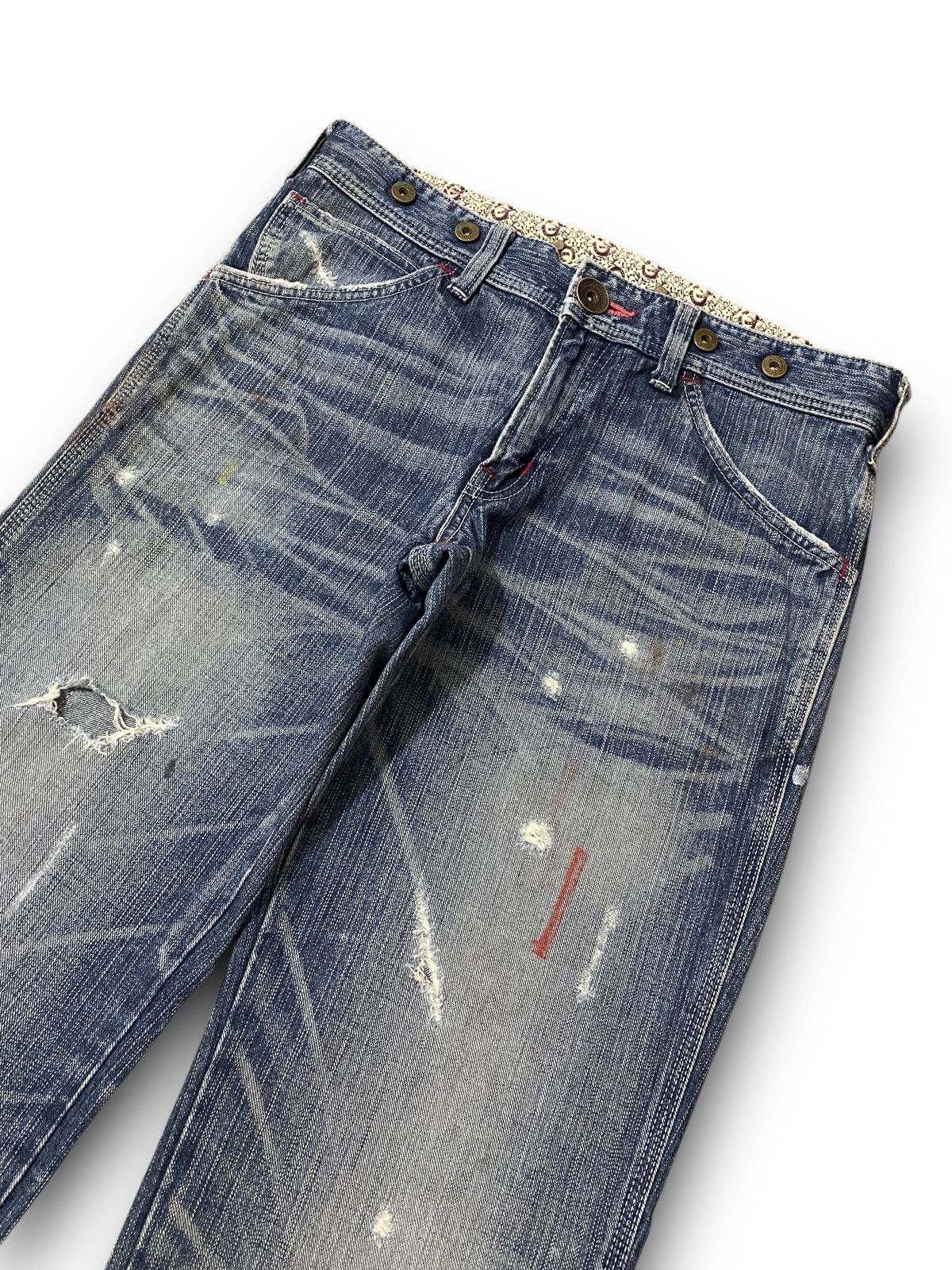 Edwin FLARE Edwin 503 Blue Trip Distressed Splash Paint Denim Size US 33 - 2 Thumbnail