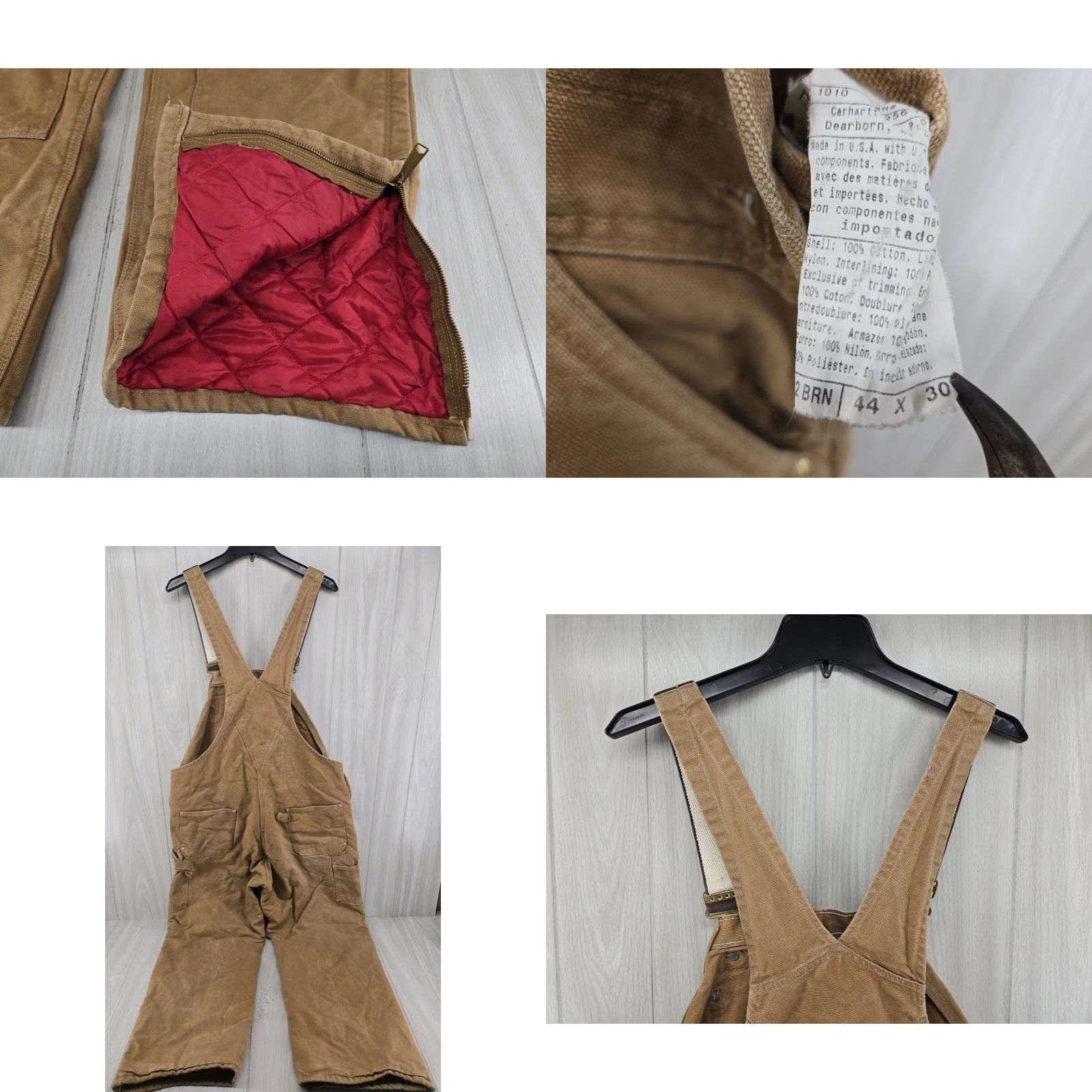 Carhartt VINTAGE Carhartt R02 Bib Overalls Mens Brown Duck Insulated Double Knee Work 44x30 Men Winter Size US 44 / EU 60 - 8 Thumbnail
