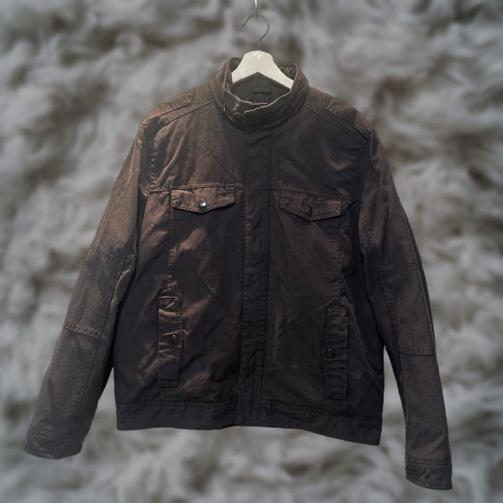 Kenneth Cole KENNETH COLE Jacket Mens Large Black Canvas Utility Full Zip Bomber Field Snap Zip Size US L / EU 52-54 / 3 - 1 Thumbnail