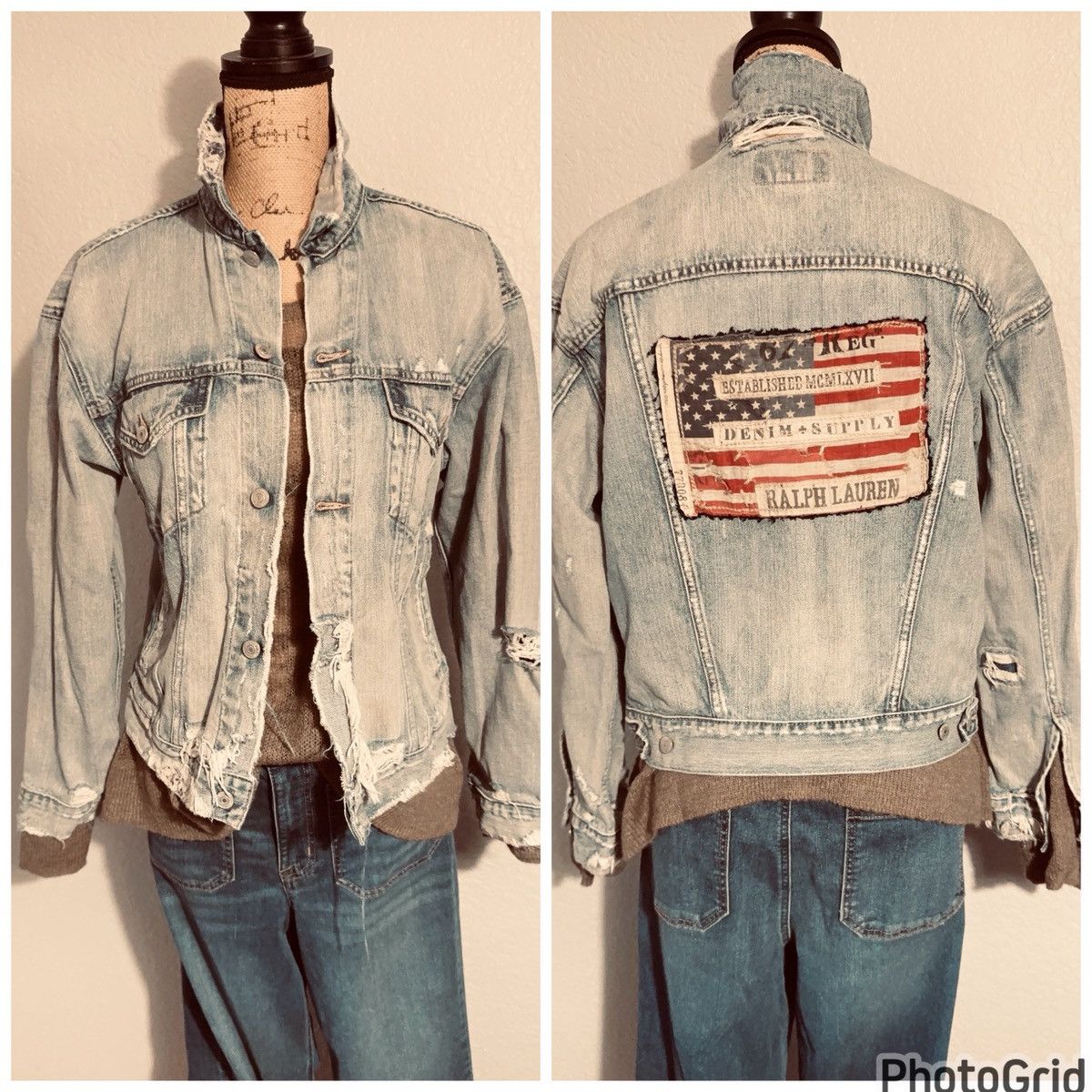 Denim & Supply Ralph Lauren RL Denim and Supply Distressed Denim Jacket. Rare! Size L / US 10 / IT 46 - 11 Thumbnail