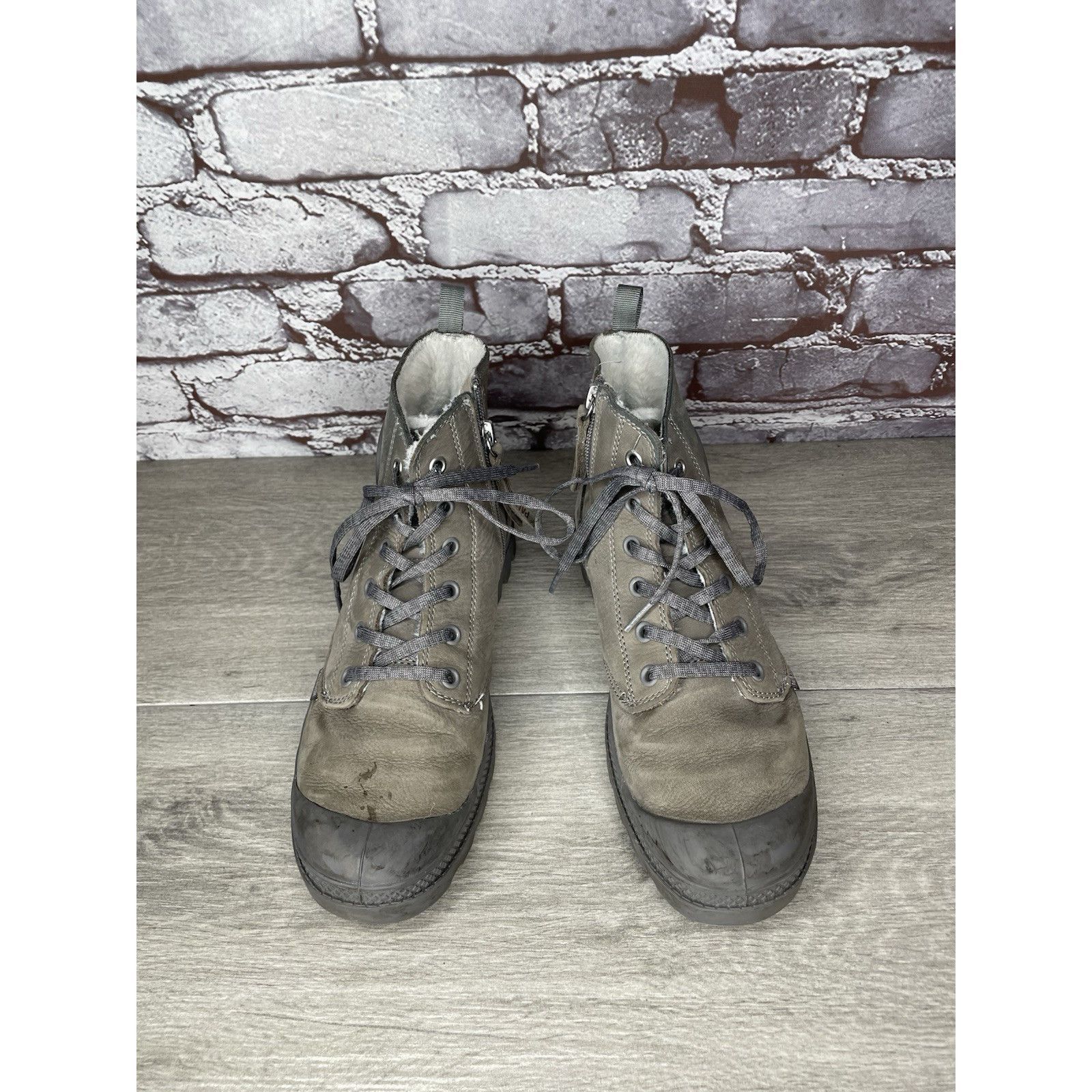 Palladium Palladium Pampa Gray Leather Lace Up Lined Combat Boots Wome Size US 7.5 / IT 37.5 - 13 Thumbnail