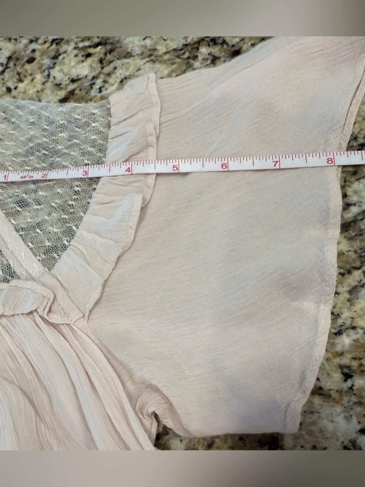 Eastland easel lace & gauzy short sleeve top light pink ruffles SZ SM Size S / US 4 / IT 40 - 11 Thumbnail