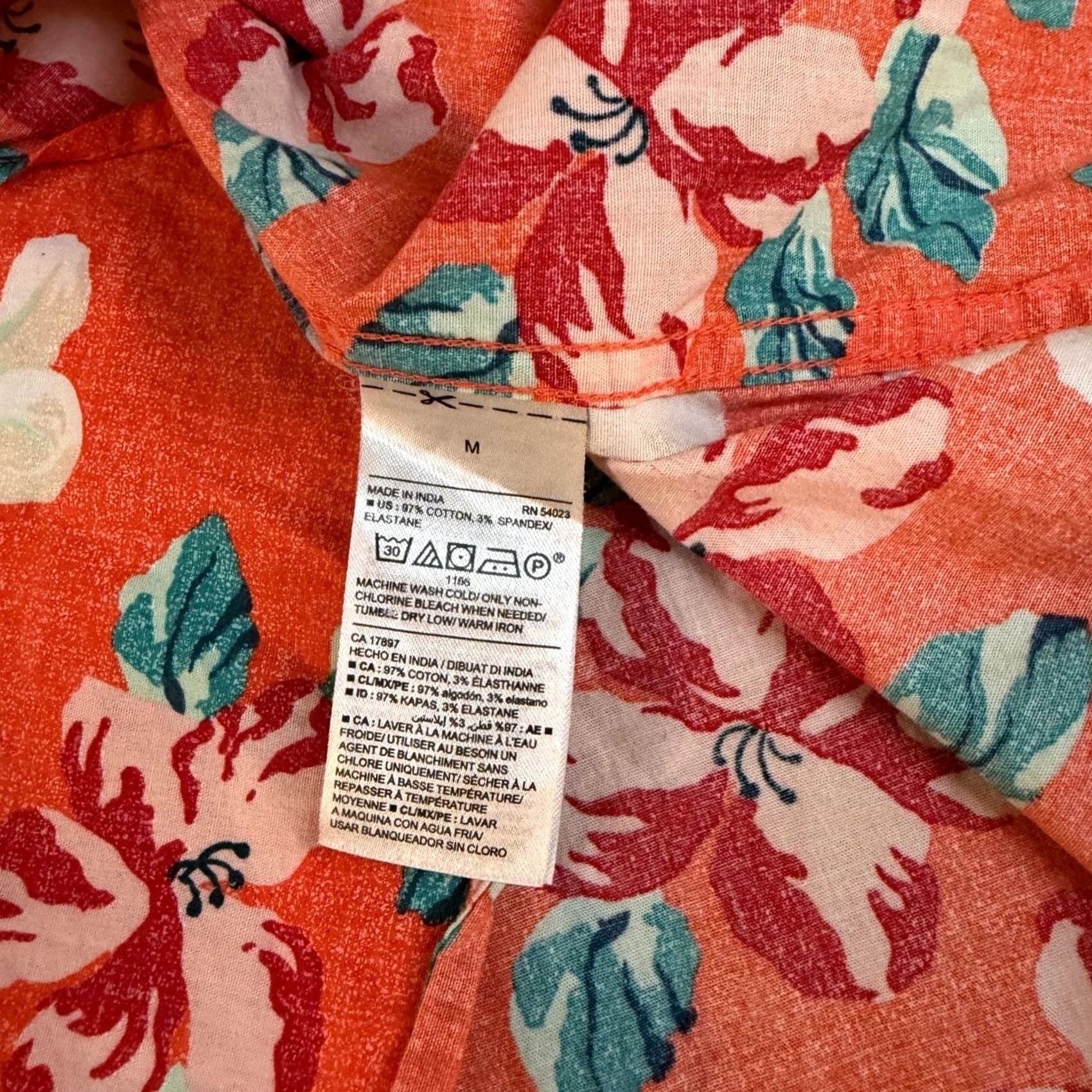 Old Navy Old Navy Floral Button-Up Short Sleeve Shirt Orange Classic Fit Mens Medium Size US M / EU 48-50 / 2 - 4 Thumbnail
