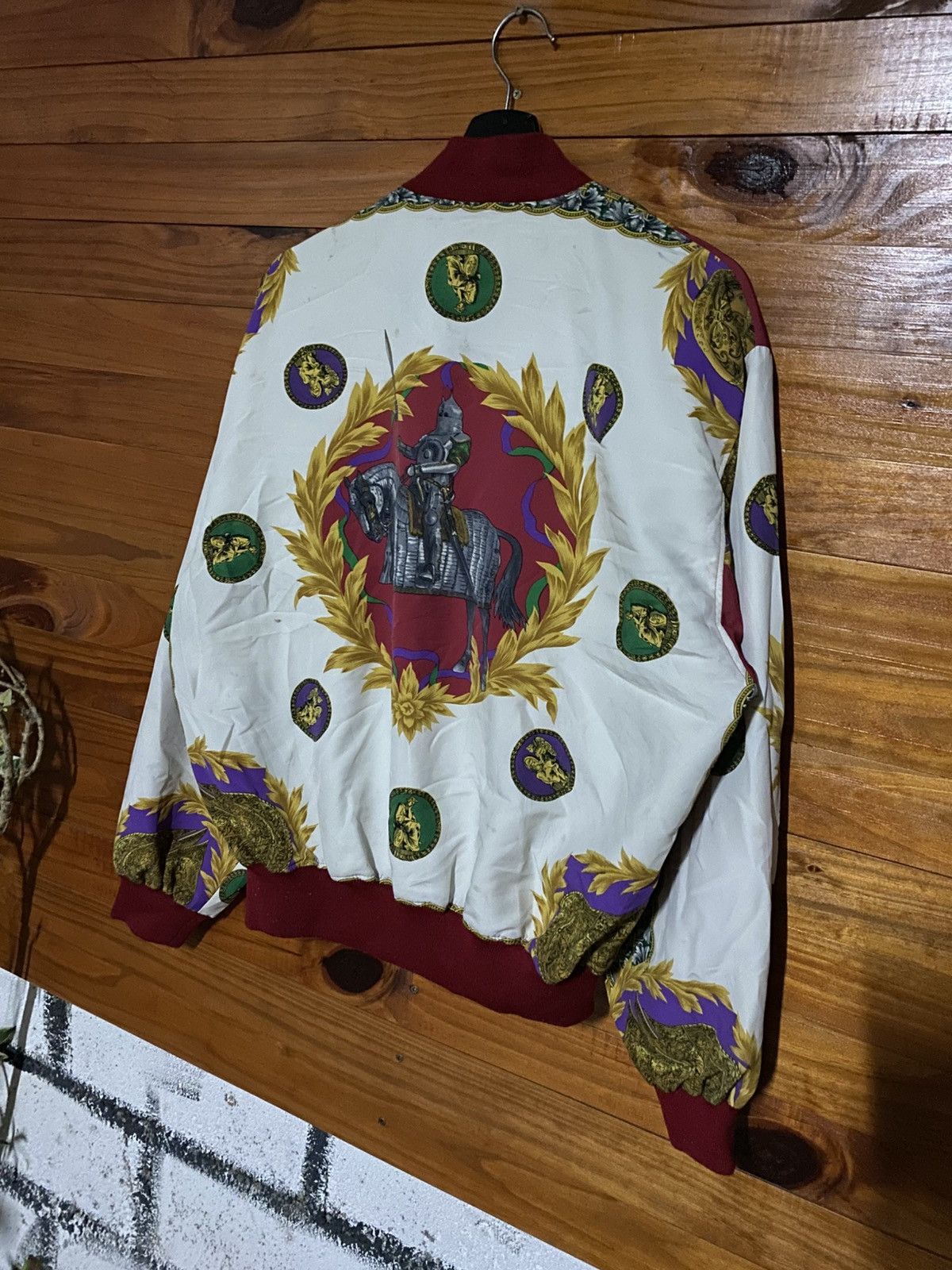 Japanese Brand Vintage RIFRAT Authentic Baroque Knight Print Bomber Jacket Size US L / EU 52-54 / 3 - 10 Thumbnail