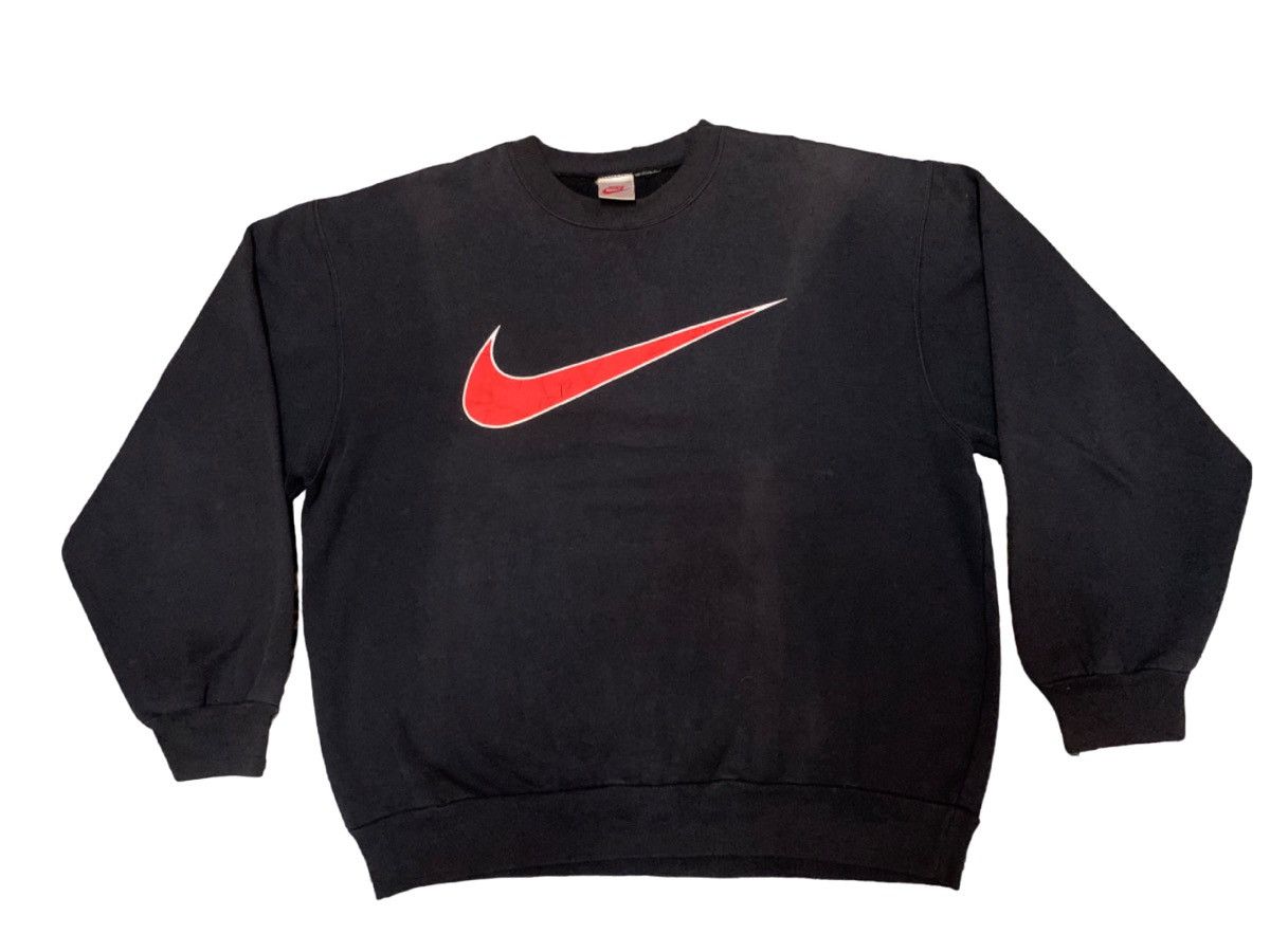 Nike × Vintage 90s NIKE BIG SWOOSH GREY TAG SWEATSHIRT Size US L / EU 52-54 / 3 - 1 Thumbnail
