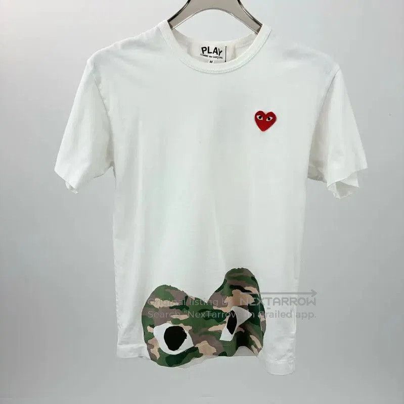 Comme des Garcons COMME des GARÇONS White Men's T-Shirt with Camo Detail . Size US M / EU 48-50 / 2 - 1 Thumbnail