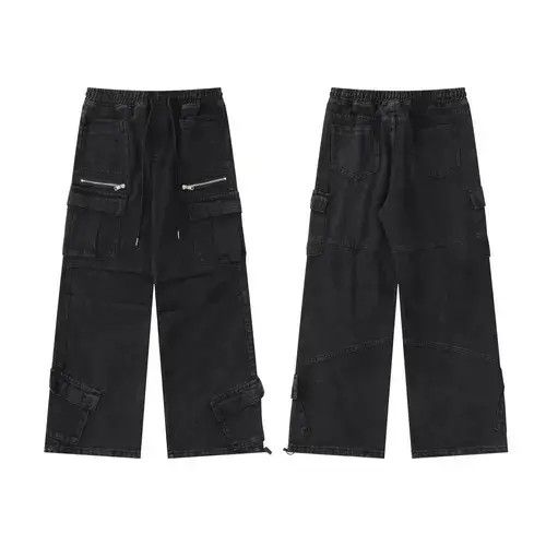 Jean flared distressed baggy cargo pants Size US 34 / EU 50 - 4 Thumbnail