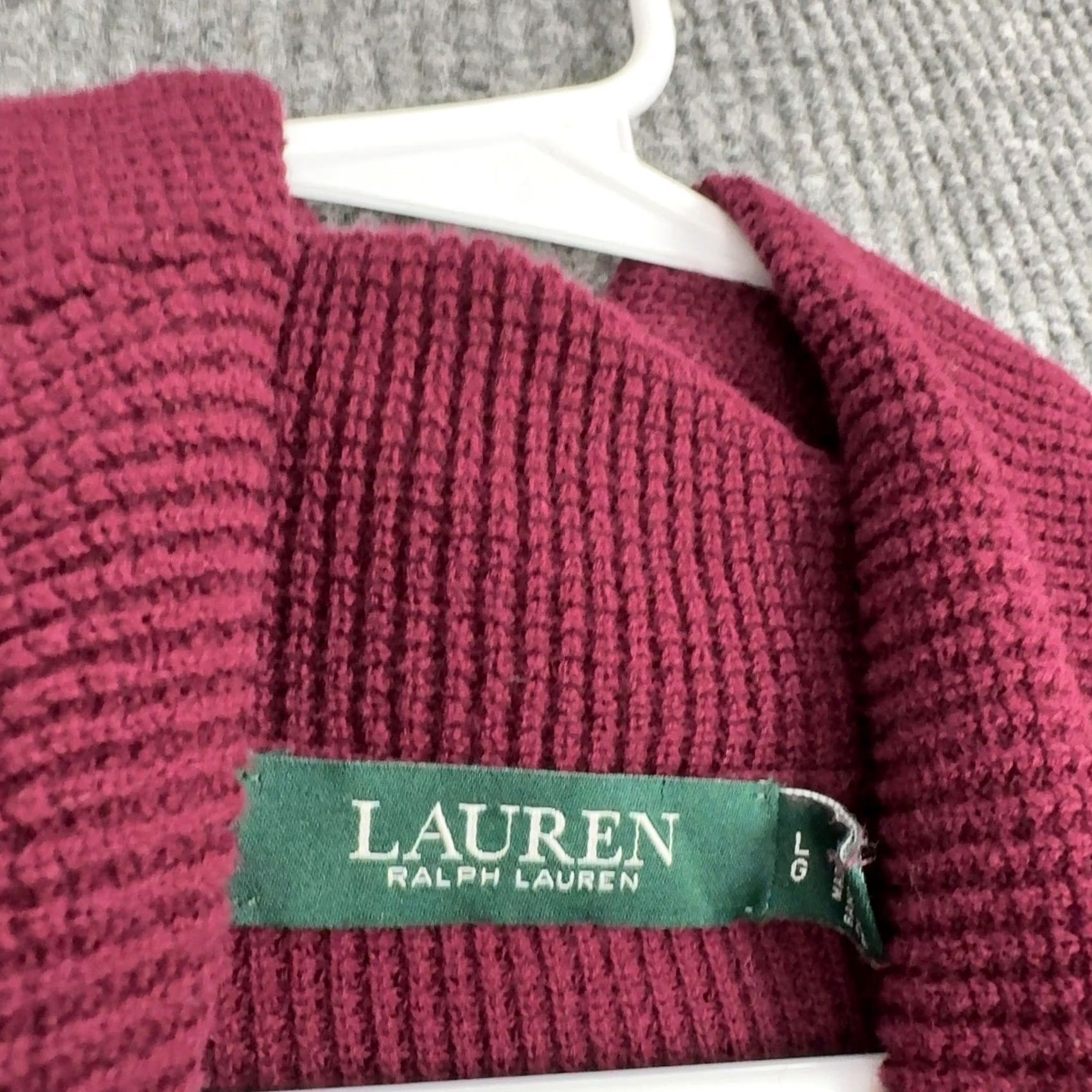 Ralph Lauren Lauren Ralph Lauren Sweater Womens L Burgundy Cotton Cowl Neck Knit Pullover Size L / US 10 / IT 46 - 3 Thumbnail