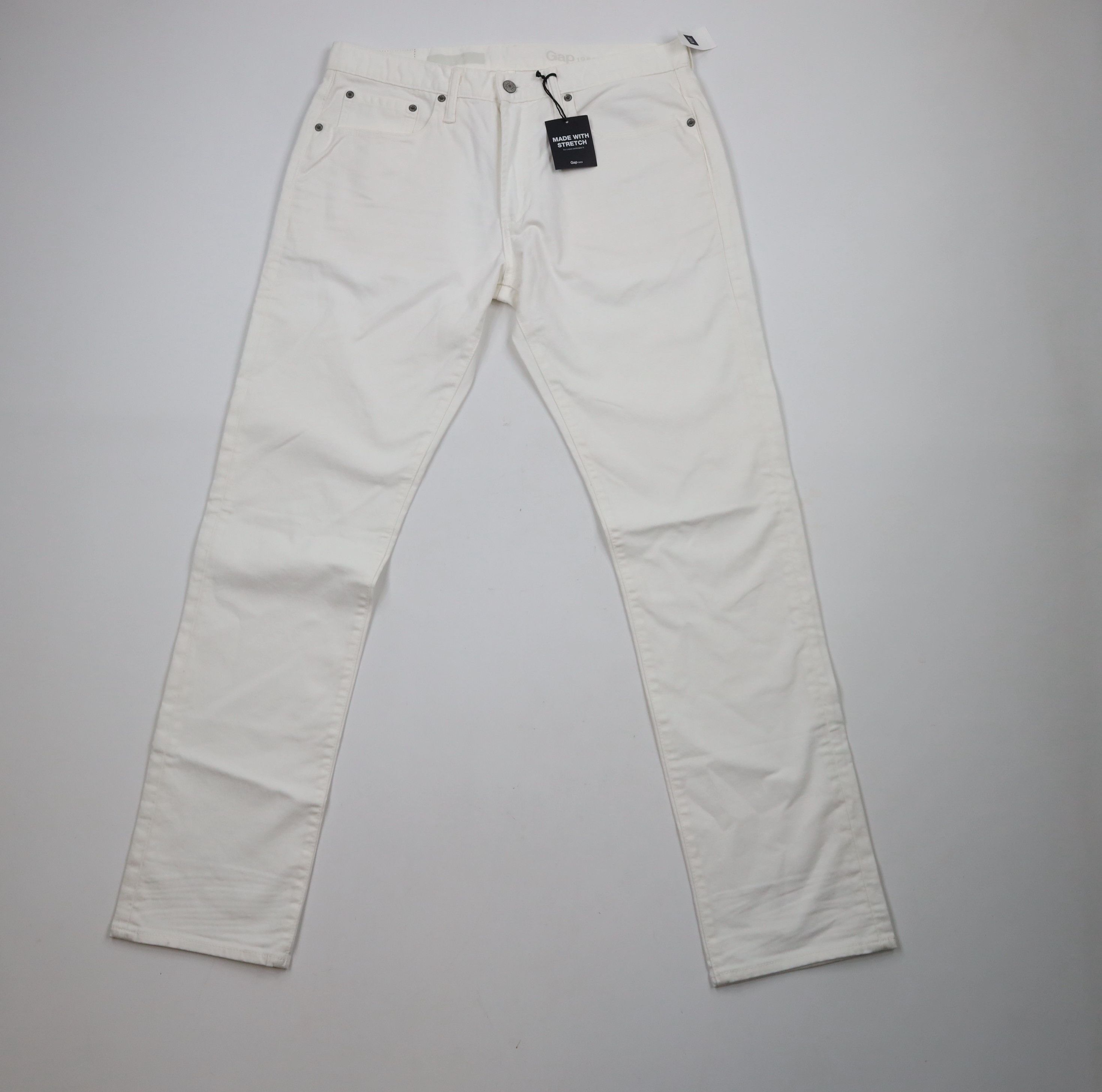 Gap × Vintage Deadstock Vintage Y2K Gap Fit Stretch Denim Jeans White Size US 33 - 1 Thumbnail
